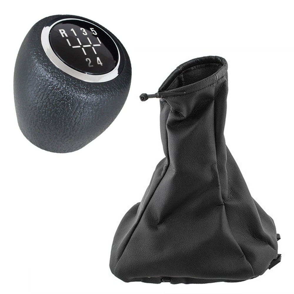 5-Gang Schaltknauf Schaltmanschette Manschette + Rahmen für Schaltknauf in Schwarz für Chevrolet Aveo 02-07