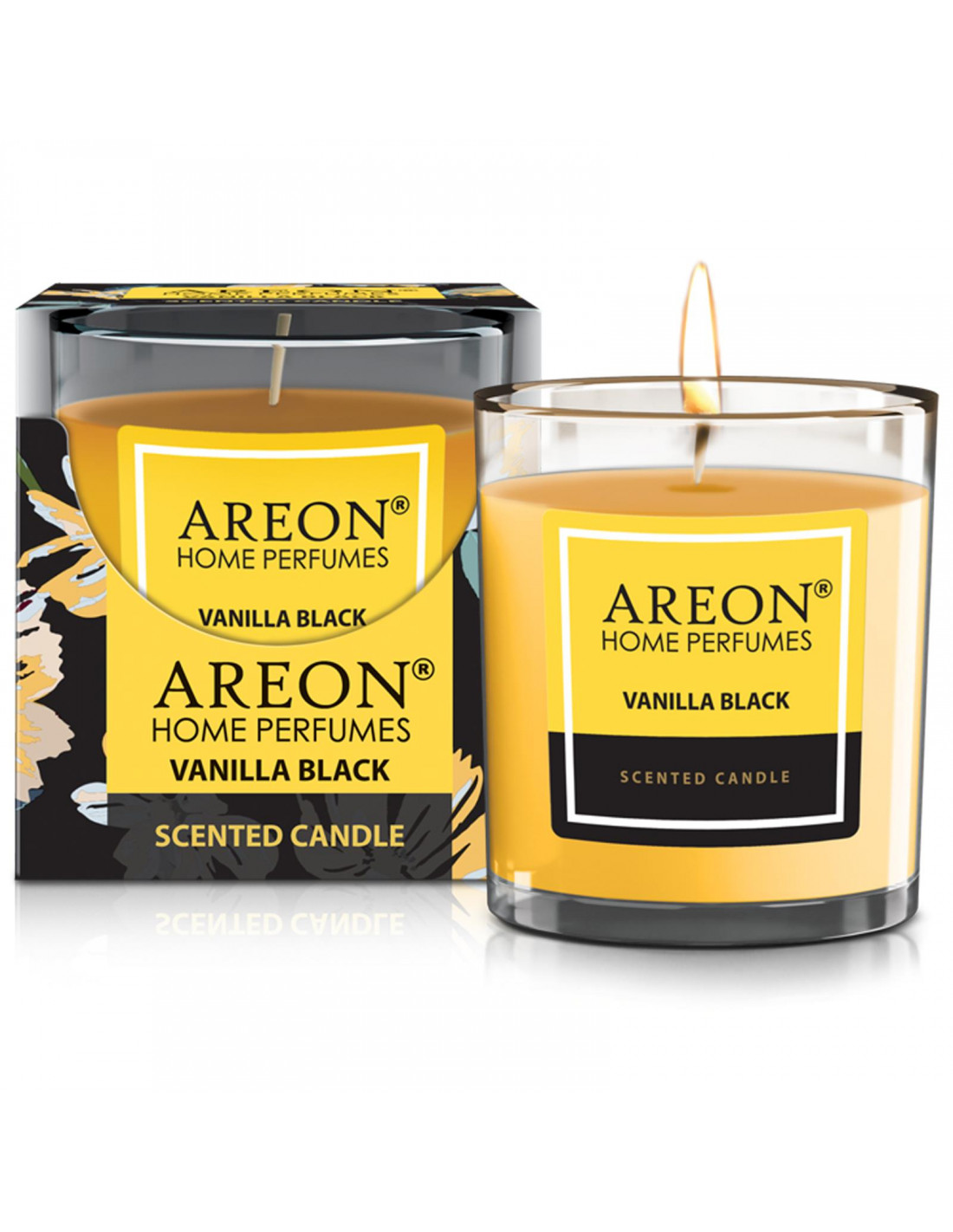 Original areon Premium Wohlfühl - Duft Kerze Raumduft im Glas 120g - Duft: Vanilla Black