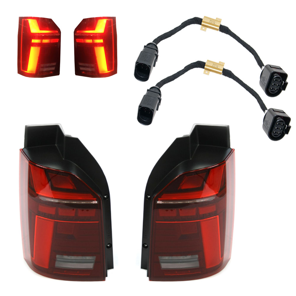 Komplettset abgedunkelte Original LED Rückleuchten Heckleuchten T6.1 ab 2020- für VW T6 SG ab 2015- inklusive Anschluss Adapter (Made in Germany!)