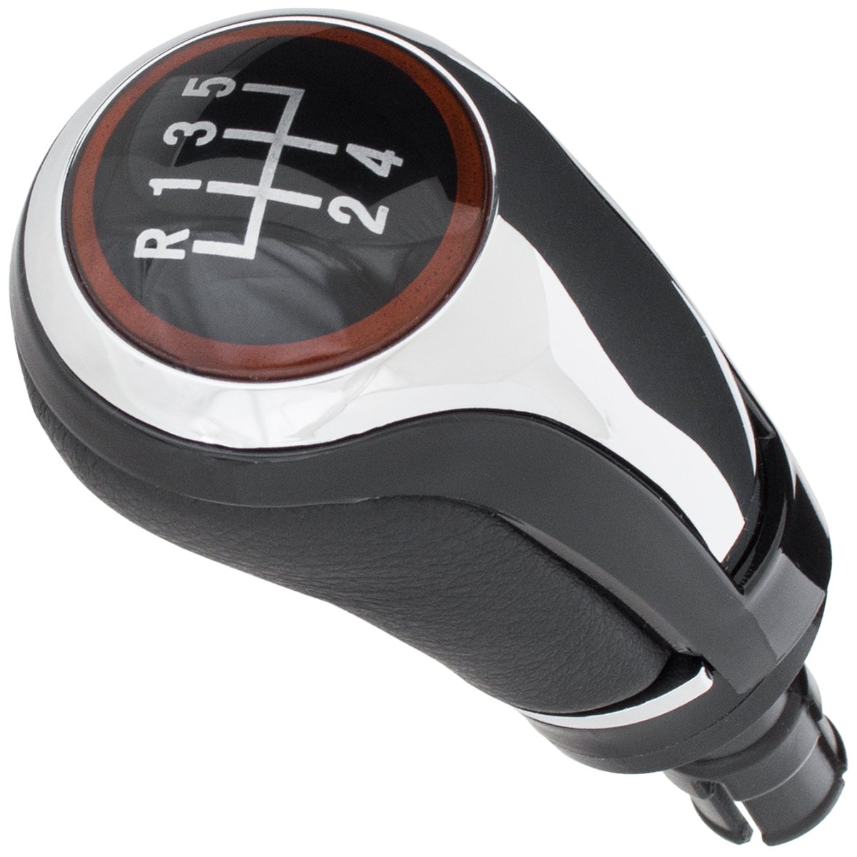 5-Gang Schaltknauf in Schwarz / Chrom und Ring Rot für VW Golf 1 2 3 4 5 6 8 I II III IV V VI VI VIII