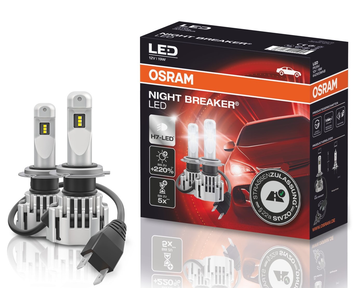 2 Stück OSRAM LED NIGHT BREAKER Lampen Birnen für Scheinwerfer / Fassung H7 mit Zulassung