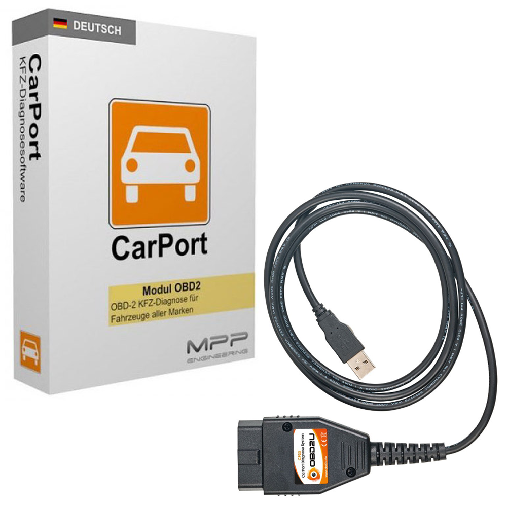 Interface K509 + Original CARPORT STANDARD EDITION / VOLLVERSION / OBD 2 OBD2 Diagnose Software in DEUTSCH / ENGLISCH (Lizenzschlüssel) für K-Line CAN UDS KKL