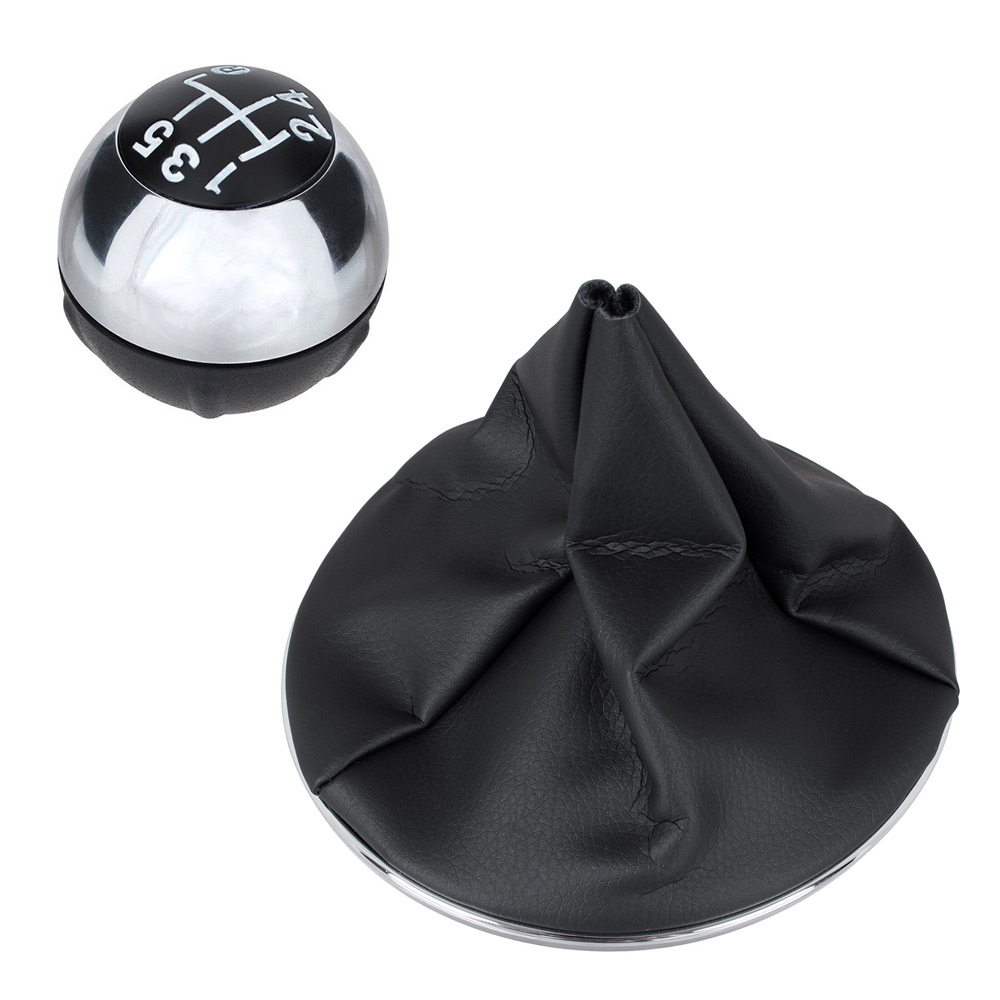 Schaltknauf Chrom + Schaltmanschette Manschette + Chrom Rahmen für Schaltknauf für Fiat 500 2007- / Fiat 500 C 2009-