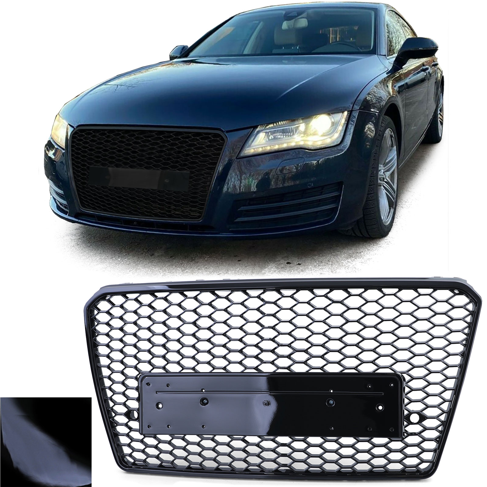 Kühlergrill Sportgrill Wabengrill Grill Schwarz Glanz für Audi A7 4G ab 2010-2014