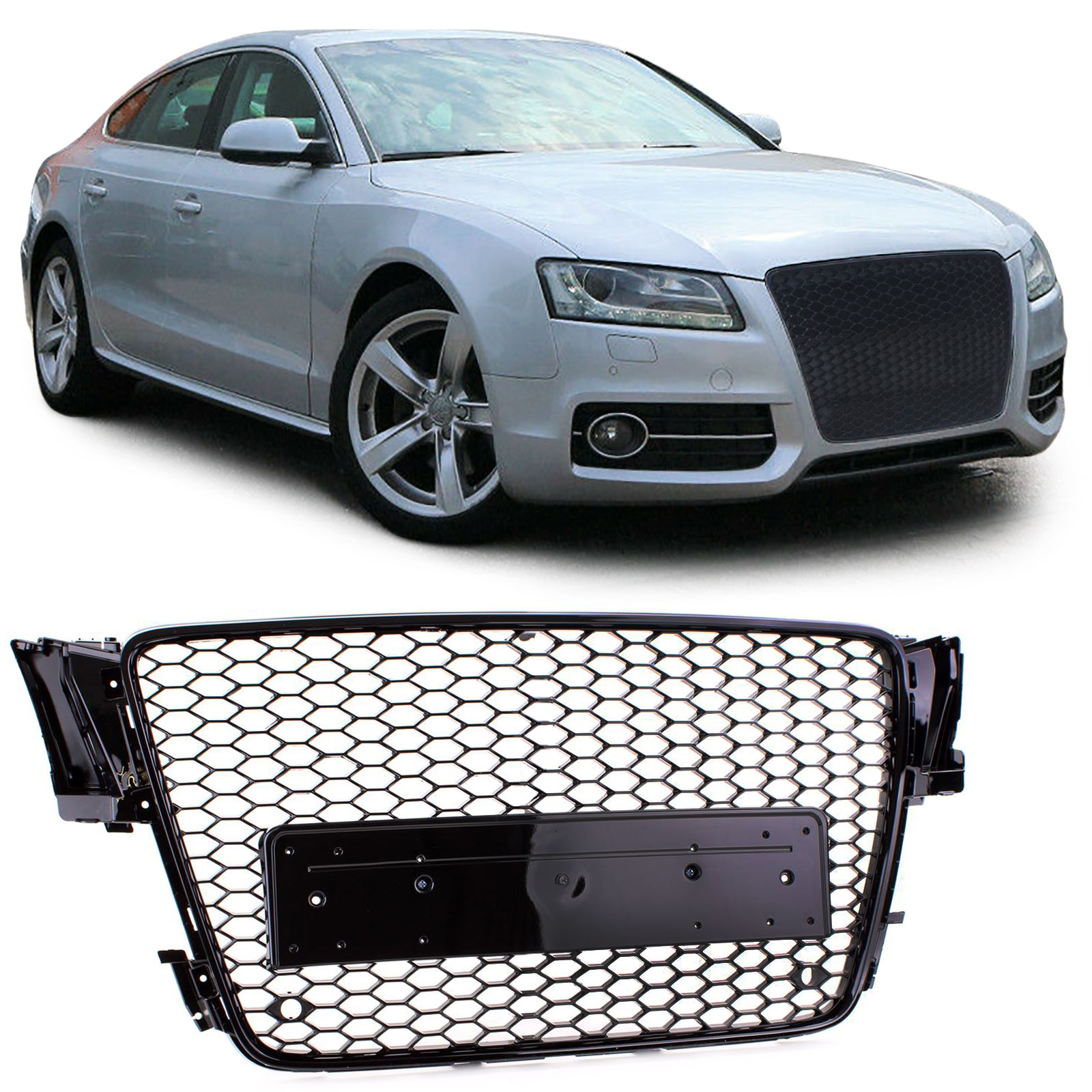 Kühlergrill Sportgrill Wabengrill Grill Schwarz Glanz für Audi A5 8T ab 2007-2011