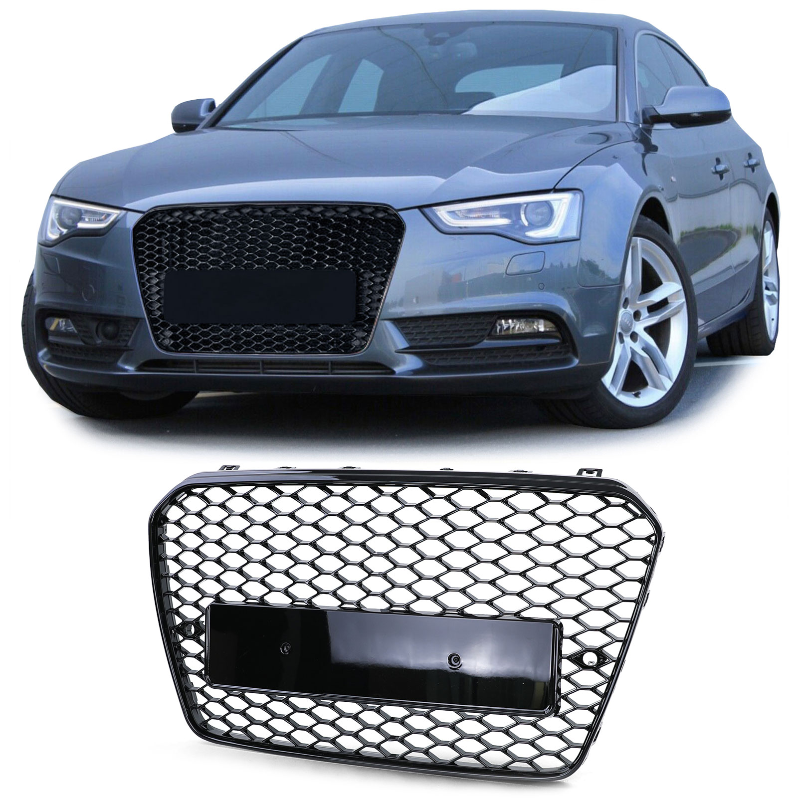 Kühlergrill Sportgrill Wabengrill Grill Schwarz Glanz für Audi A5 8T ab 2011-2017