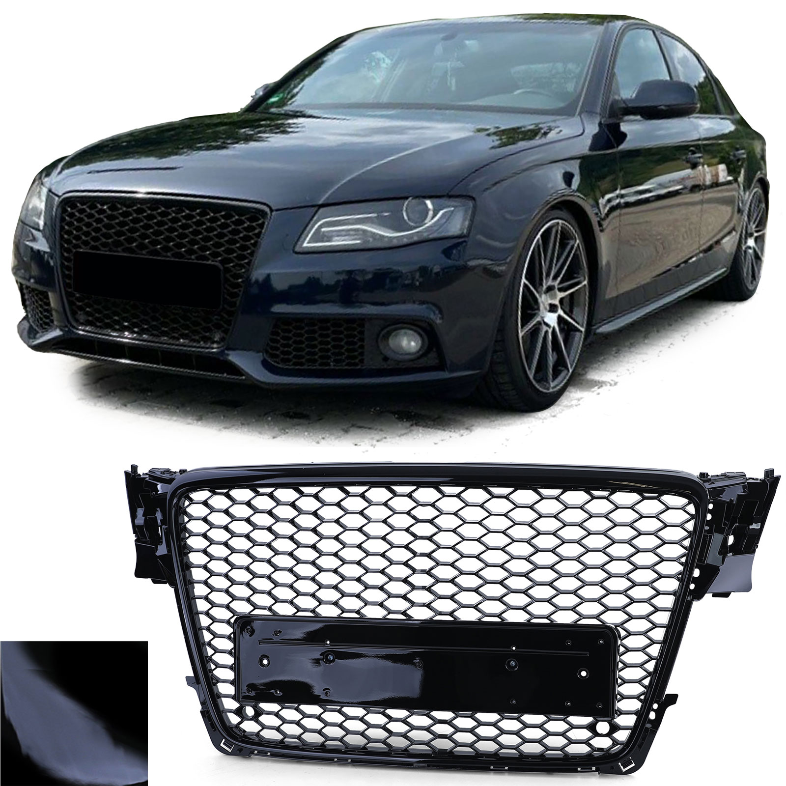 Kühlergrill Sportgrill Wabengrill Grill Schwarz Glanz für Audi A4 B8 8K ab 2007-2011