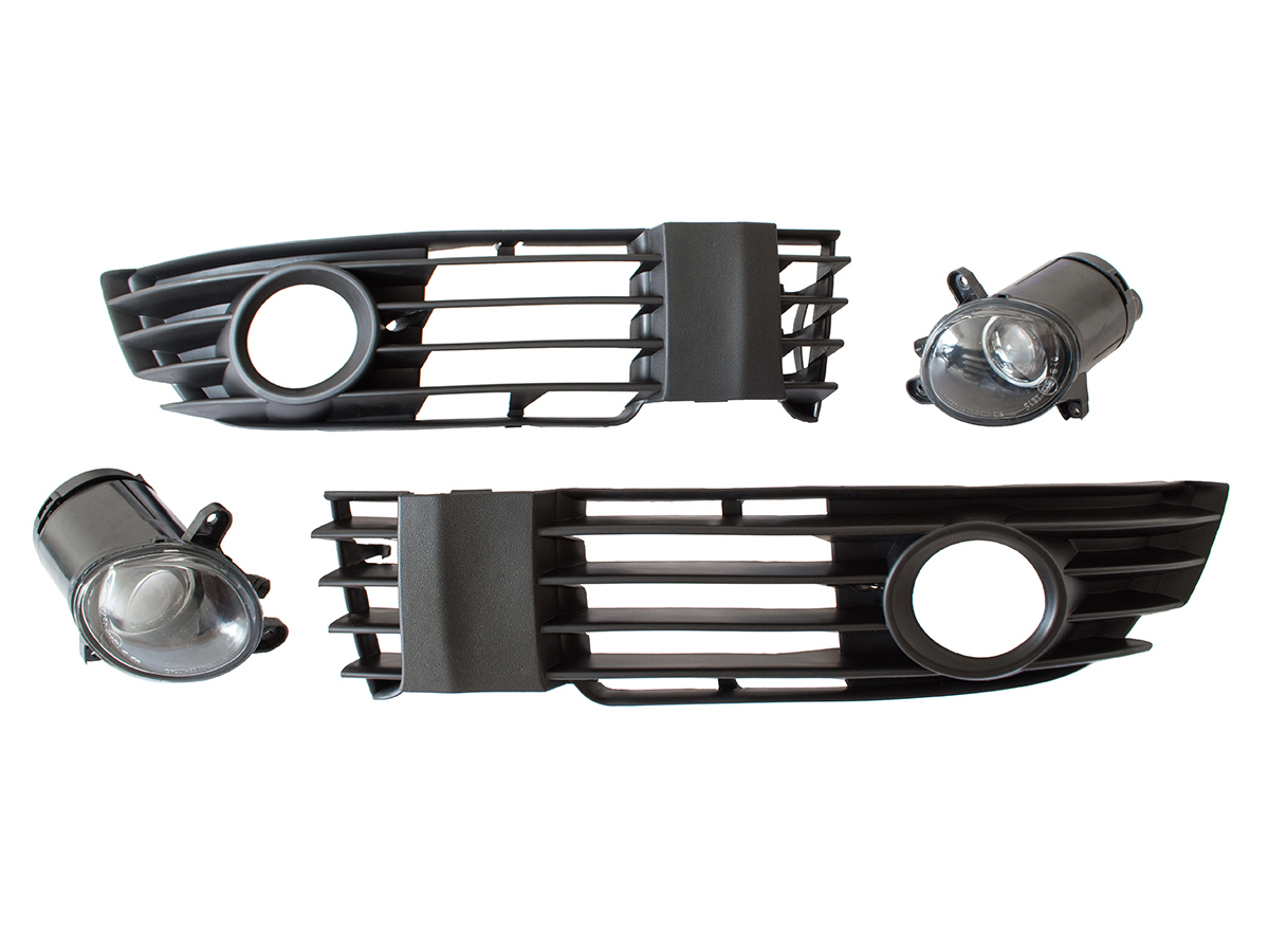 Gitter Abdeckung Stoßstange + 2x Nebelscheinwerfer LINKS + RECHTS für VW Passat B5 3BG ab 2000-2005