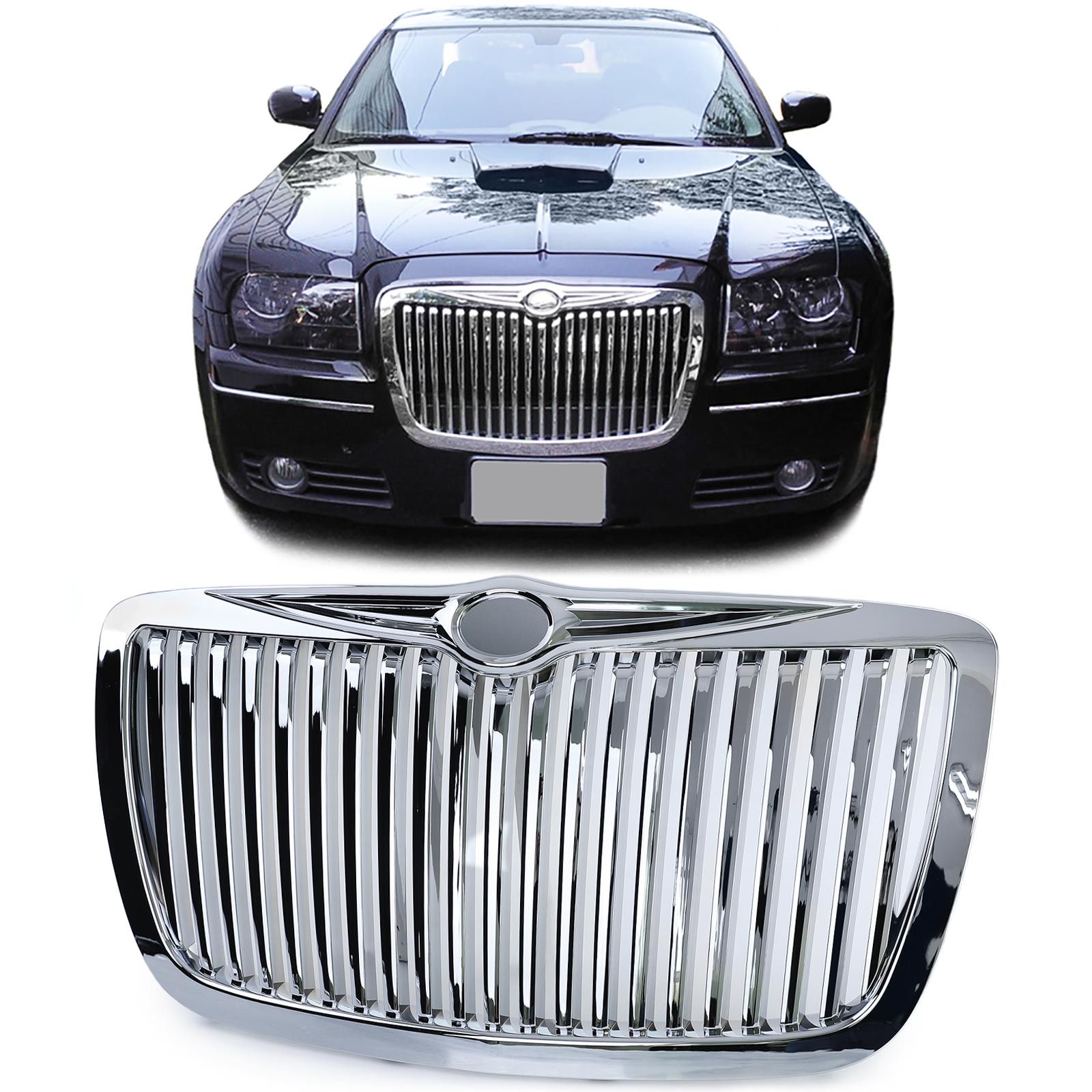 Kühlergrill Sportgrill Wabengrill Grill Chrom im RR Look Typ 1 für Chrysler 300C ab 2004-2011