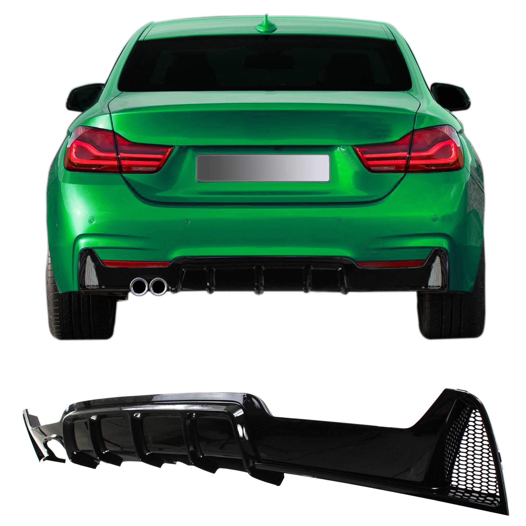 Heckdiffusor Diffusor Stoßstange Hinten Sport Look Doppelrohr Links für BMW 4er F32 F33 F36 ab 2013-2021