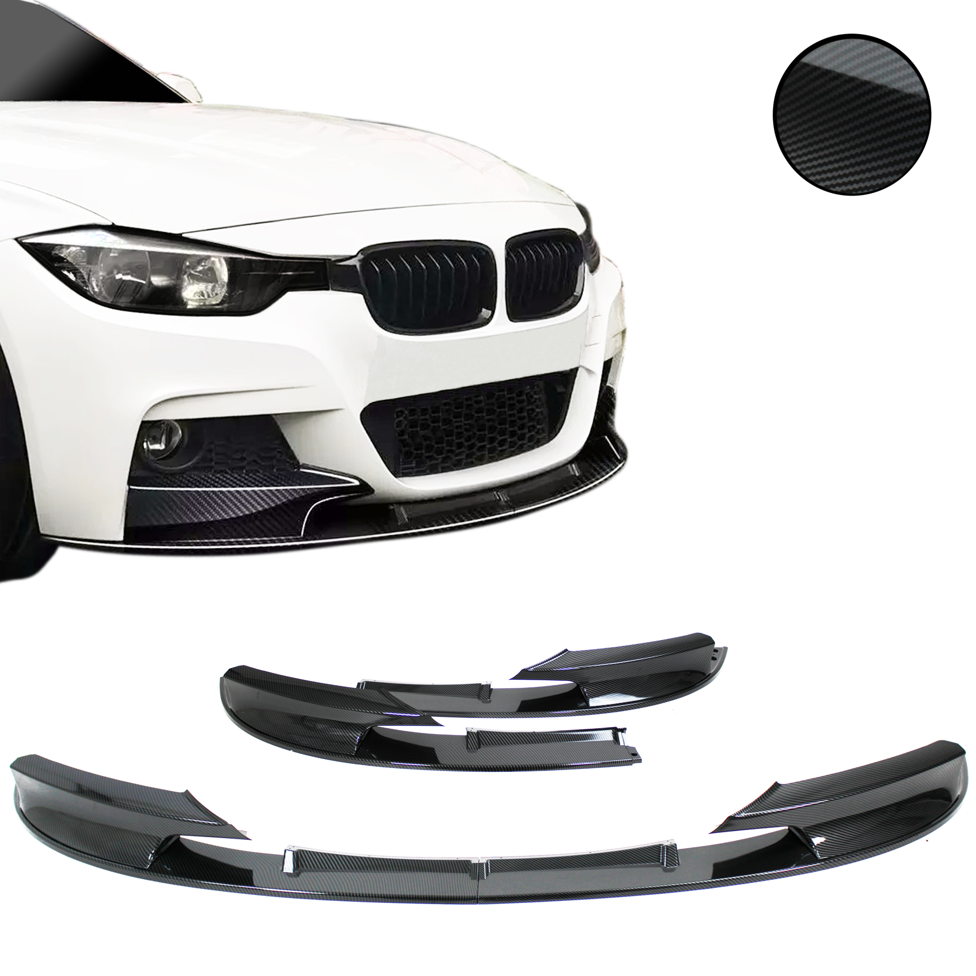 Frontspoiler Spoiler Lippe Stoßstange Carbon Look 2-teilig für BMW 3er F30 F31 ab 10/2011-2019 (nur für M-Paket)