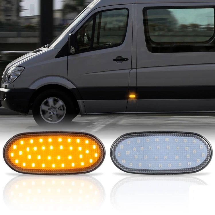 2x LED Seitenmarkierungsleuchten Seitenmarkierungs Leuchten Seitenbegrenzungsleuchten in Klarglas Weiss SET für Mercedes Spinter W906 / VW Crafter 2E