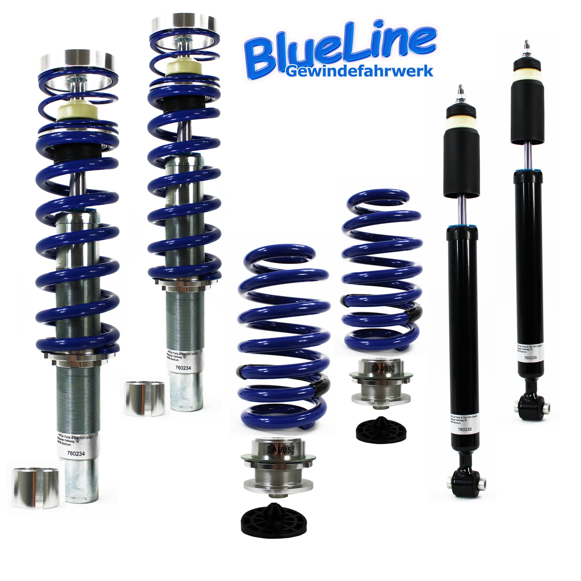 BlueLine Gewindefahrwerk Sportfahrwerk Fahrwerk Federn VERSTELLBAR für Audi A4 B8 8W / A5 F5 ab 2015-