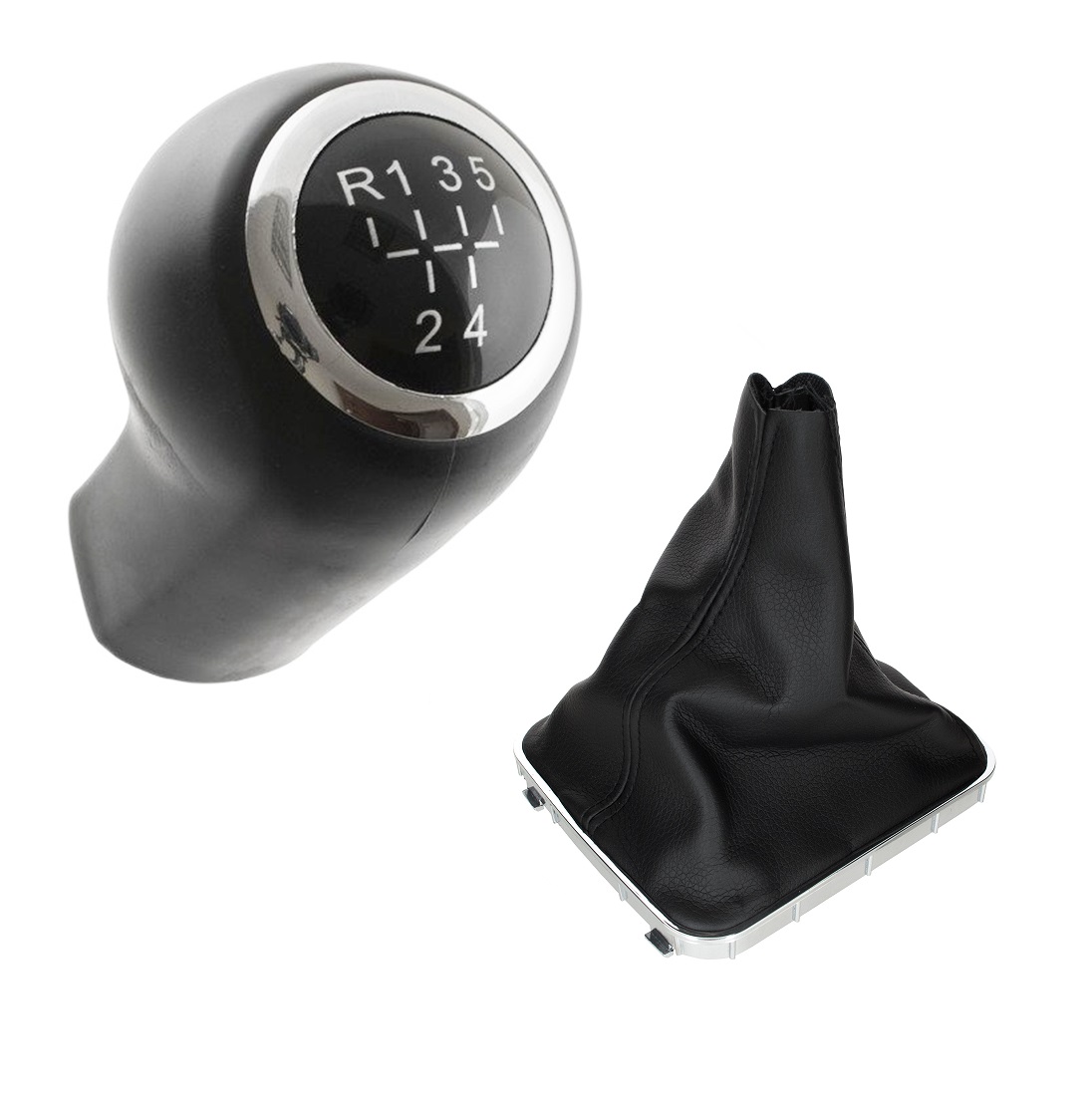 Schaltknauf 5-Gang + Schaltmanschette Manschette + Rahmen in Chrom für Opel Zafira B ab 2005-2015