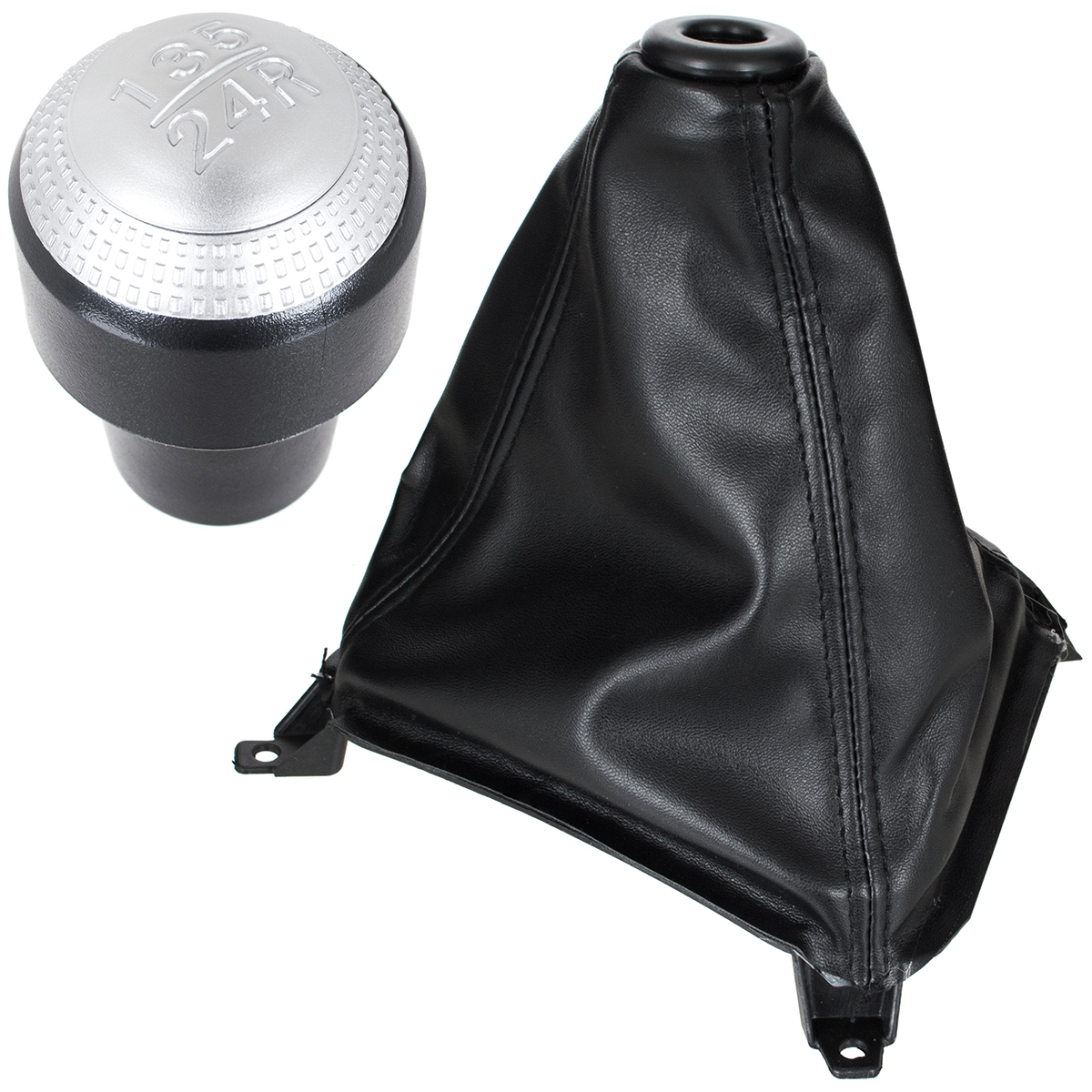 Schaltknauf Silber in 5-Gang + Schaltmanschette mit Rahmen für Hyundai Tucson I 2004-2010