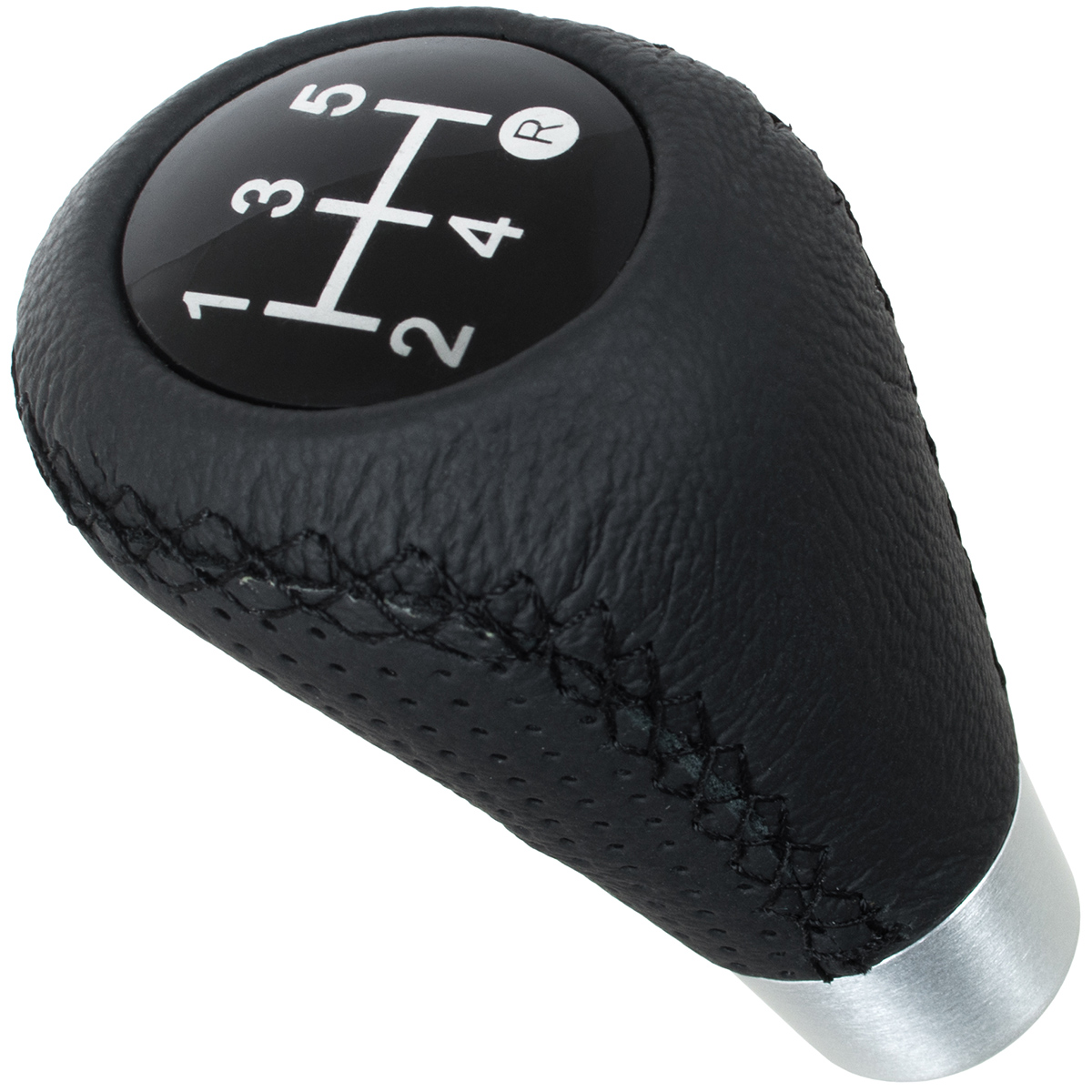 Universal Edition 5-Gang Schaltknauf (R-Gang unten Rechts) in Schwarz mit Adapter für Gewindestange: M6 / M8 / M12