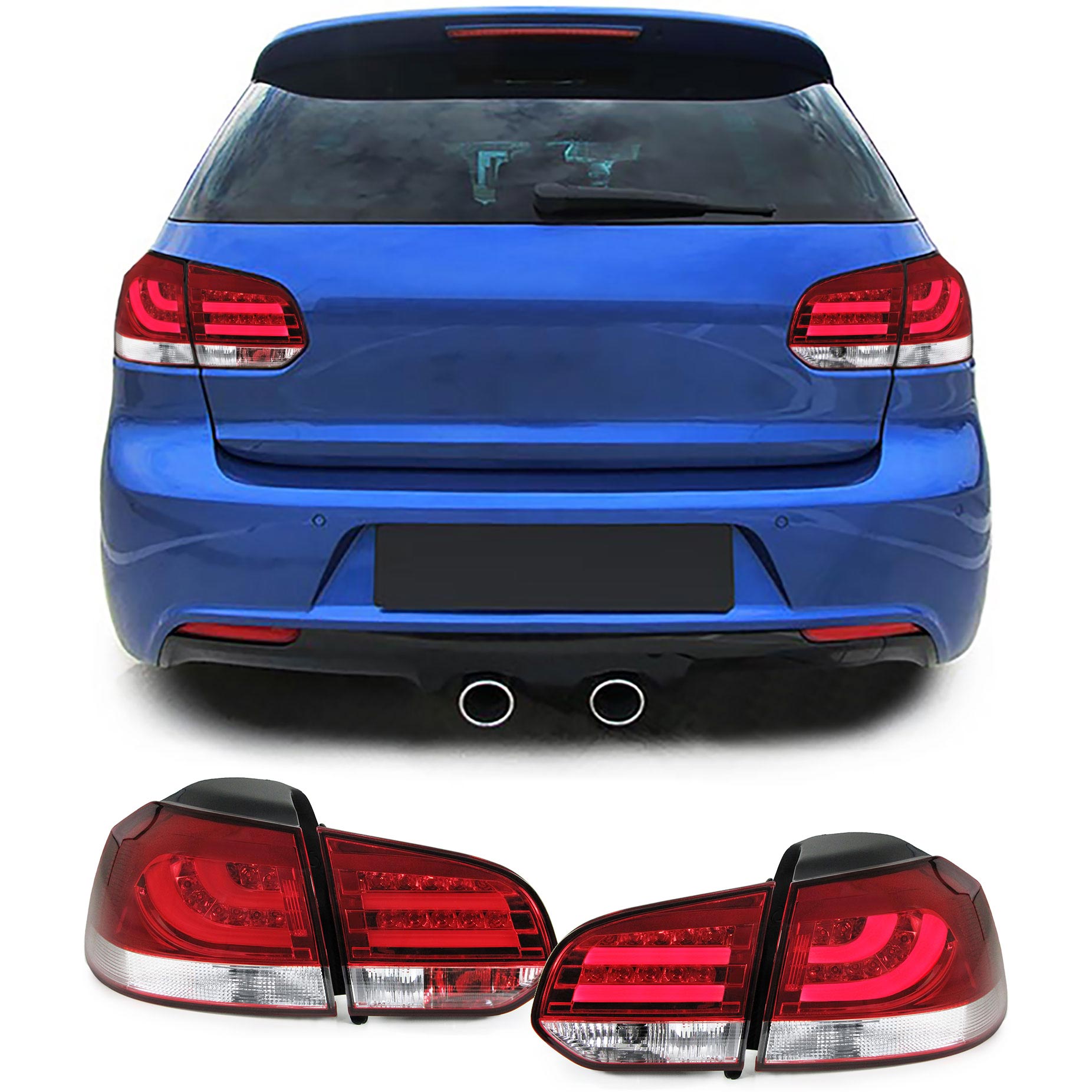 Original LED LIGHTBAR Rückleuchten Heckleuchten in Rot für VW Golf VI 6 ab 2008-