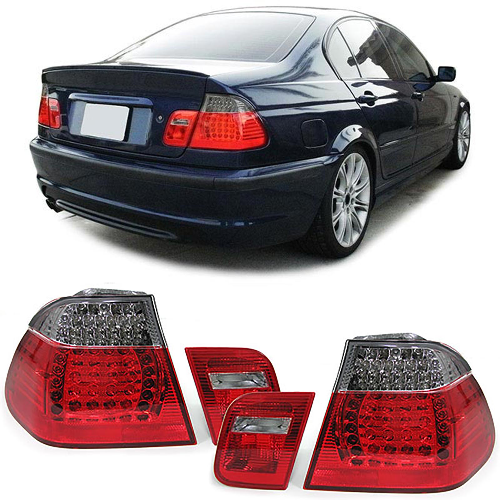 LED Rückleuchten Heckleuchten in Rot Schwarz für BMW 3er E46 Limousine ab 2001-2005