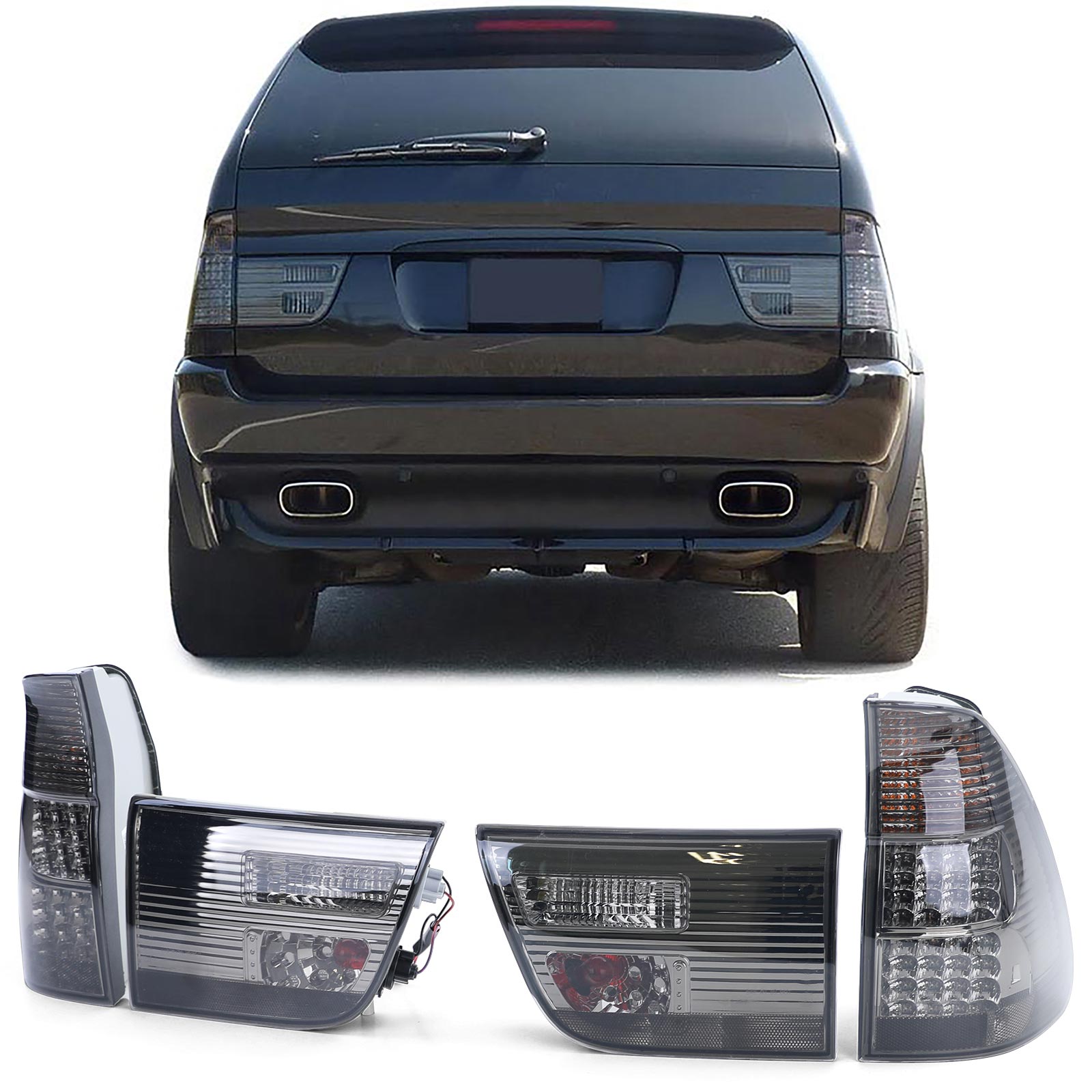 LED Rückleuchten Heckleuchten in Schwarz Smoke für BMW X5 E53 ab 1999-2003