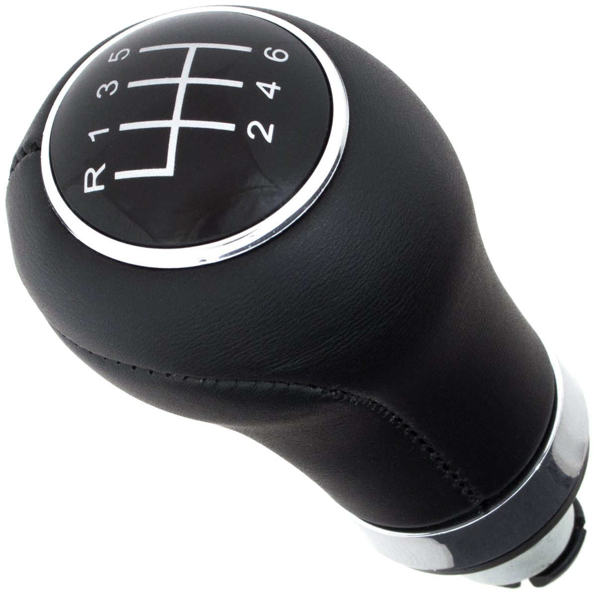 Leder Schaltknauf Knauf 6-Gang in Schwarz 12mm Aufnahme für VW Polo Passat Golf Lupo Sharan Fox Tiguan T-Roc Scirocco Jetta T-Cross up