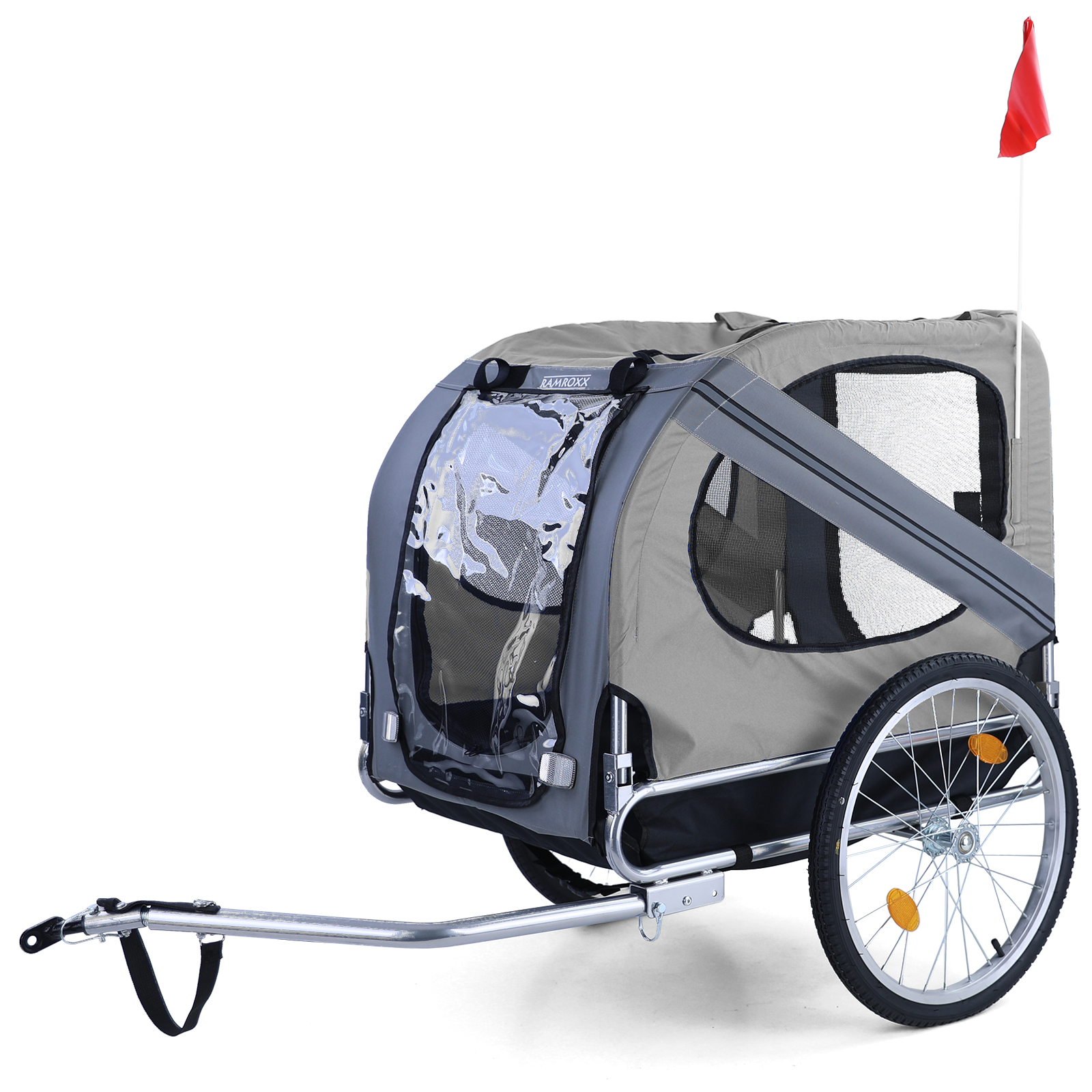 Fahrrad Anhänger / Hunde Anhänger klappbar für Haustiere bis 40Kg Grau in Top Qualität!