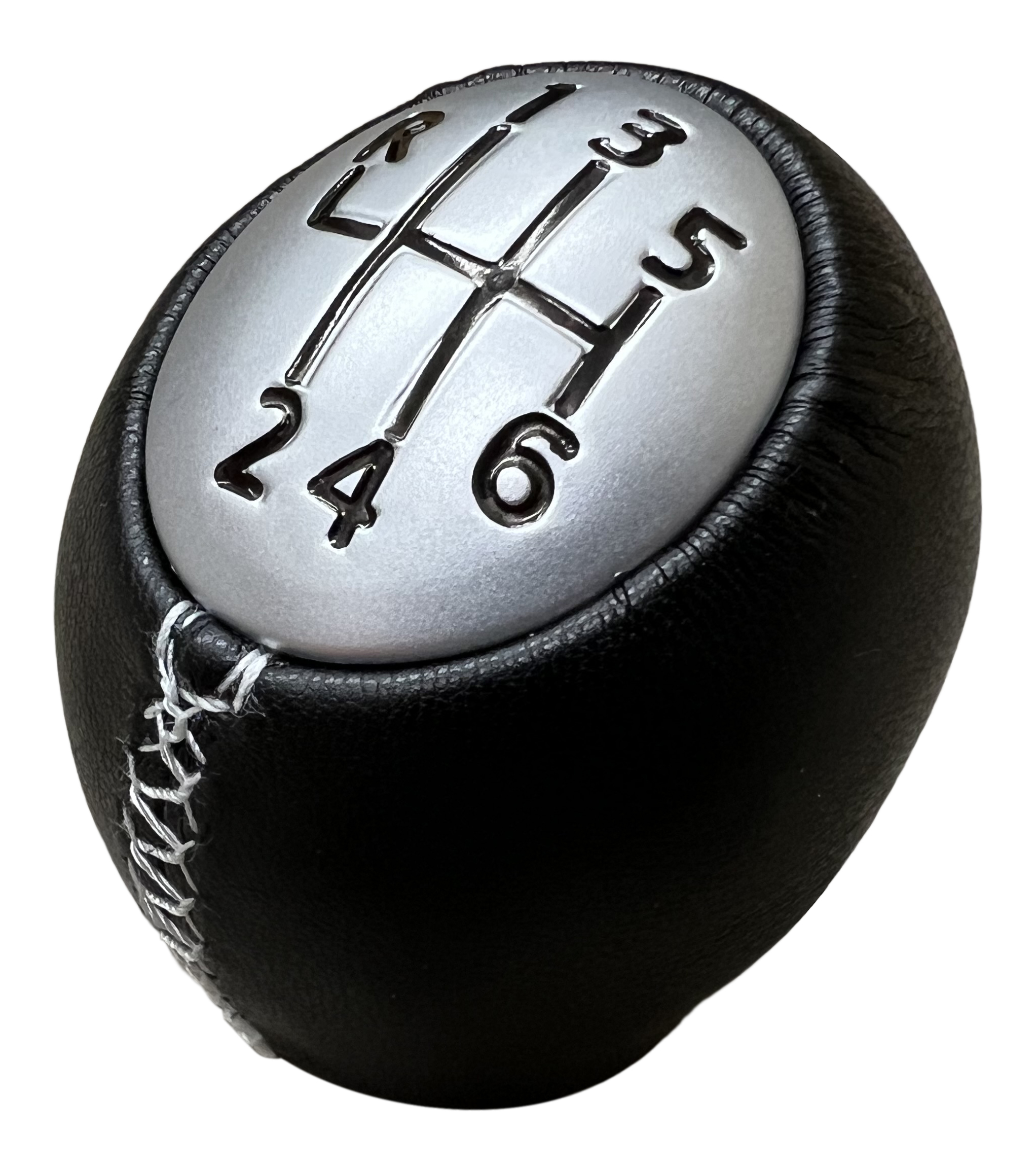 Schaltknauf Knauf Schwarz Silber mit weißer Naht 6-Gang 8200050527 für Dacia Duster