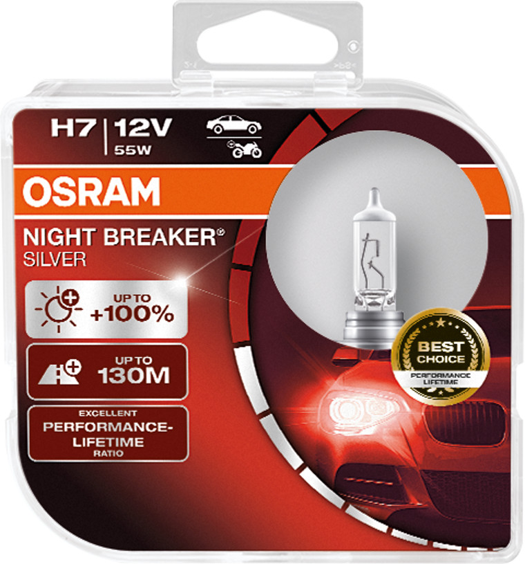 2 Stück OSRAM NIGHT BREAKER SILVER +100% Lampen Birnen für Scheinwerfer / Fassung H7
