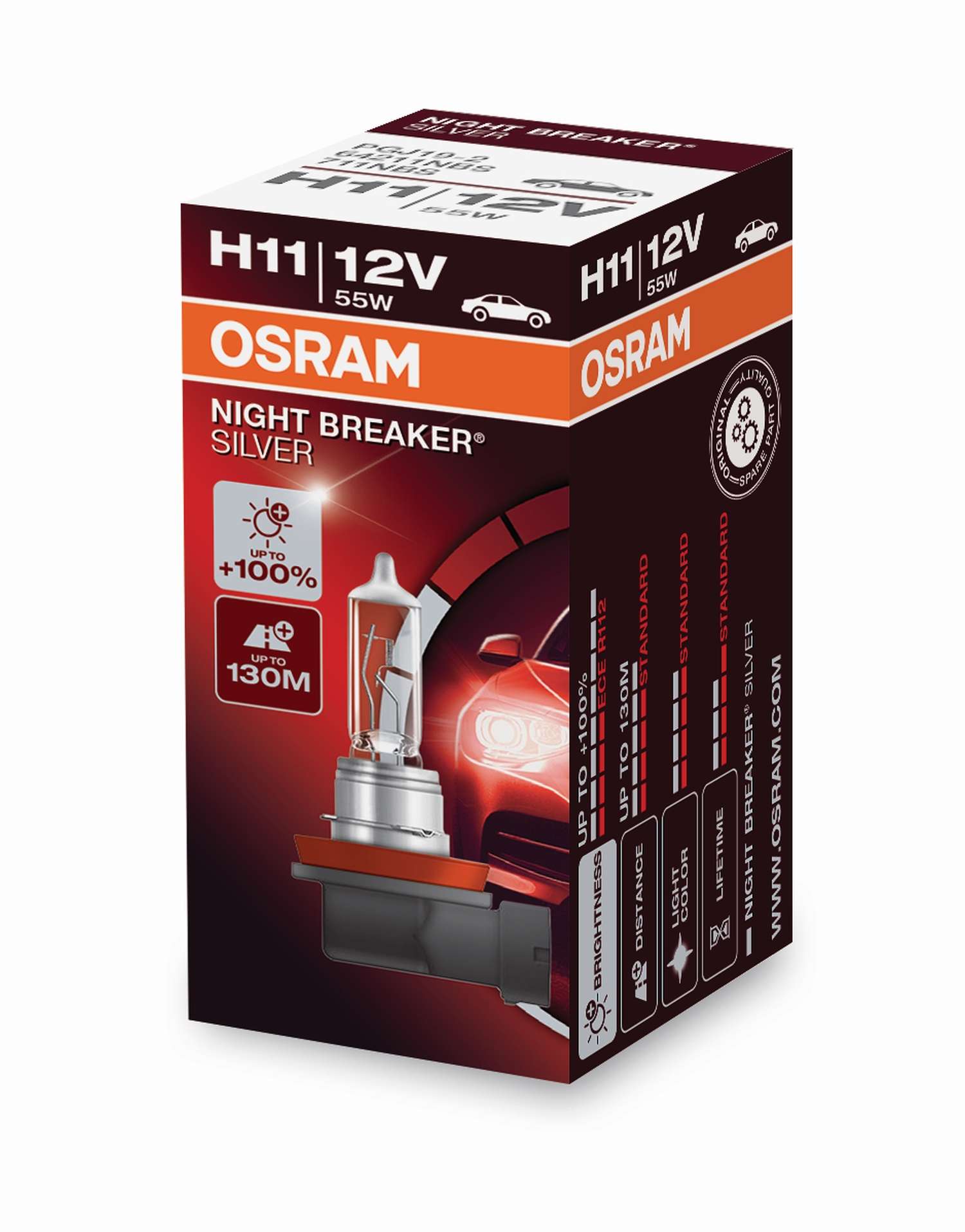 1 Stück OSRAM NIGHT BREAKER SILVER +100% Lampen Birnen für Scheinwerfer / Fassung H11