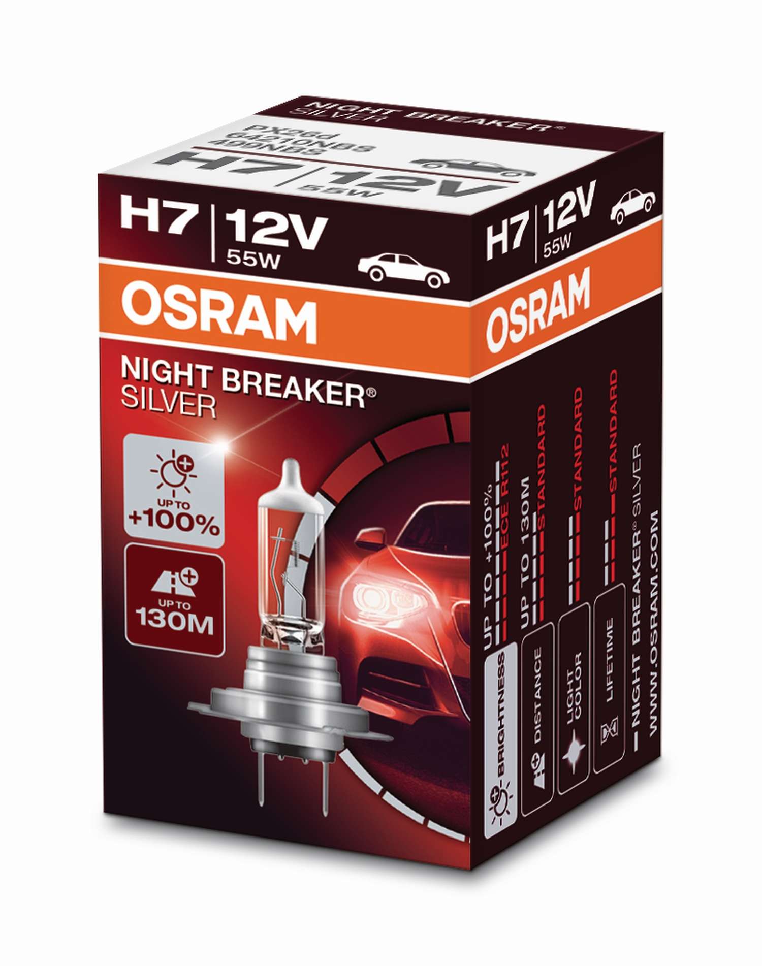 1 Stück OSRAM NIGHT BREAKER SILVER +100% Lampen Birnen für Scheinwerfer / Fassung H7