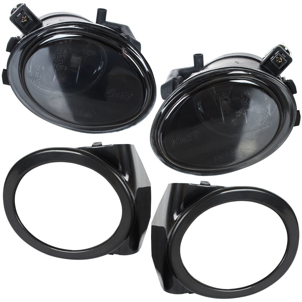 Nebelscheinwerfer NSW Links + Rechts SCHWARZ + Rahmen für BMW 5er E39 mit M-Paket / 3er E46 mit M-Paket