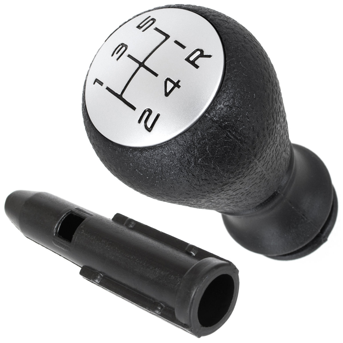 Schaltknauf + Adapter Hülse in Silber 5-Gang für Peugeot 207 307 308 406 407 607 807