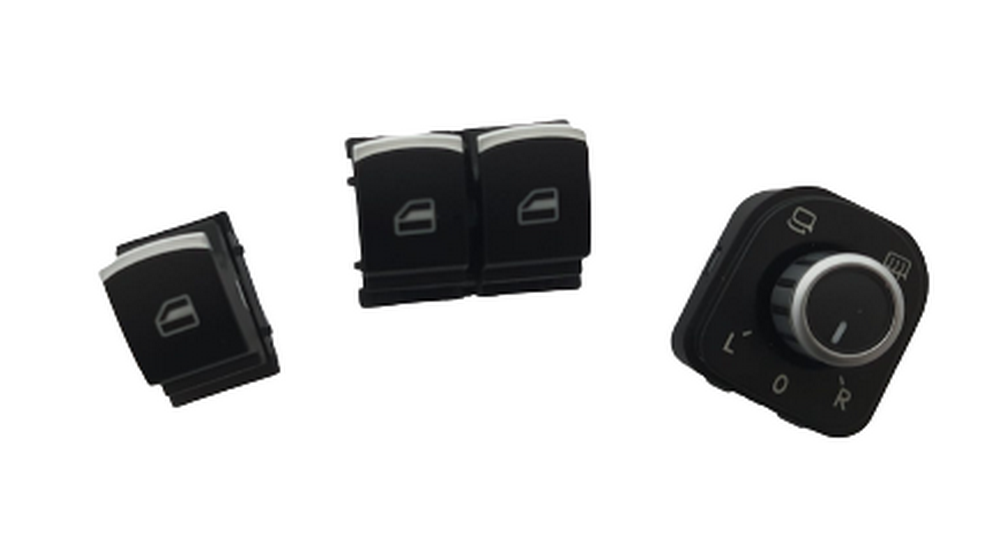 Fensterheber Schalter Set ALU Look Beleuchtung Rot für Seat Alhambra 710 Altea 5P Ibiza 6J Leon 1P Toledo