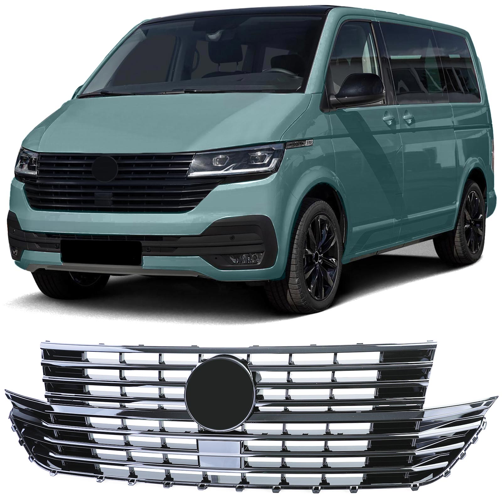 Kühlergrill Sportgrill Grill SCHWARZ GLANZ für VW T6.1 ab 2019-
