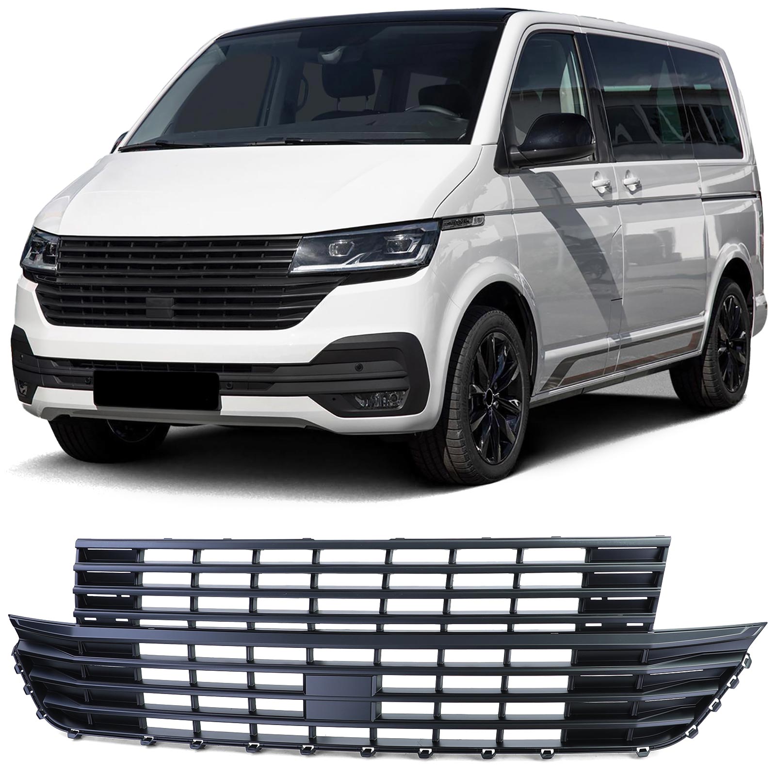 Kühlergrill Sportgrill Grill SCHWARZ MATT ohne Emblem für VW T6.1 ab 2019-