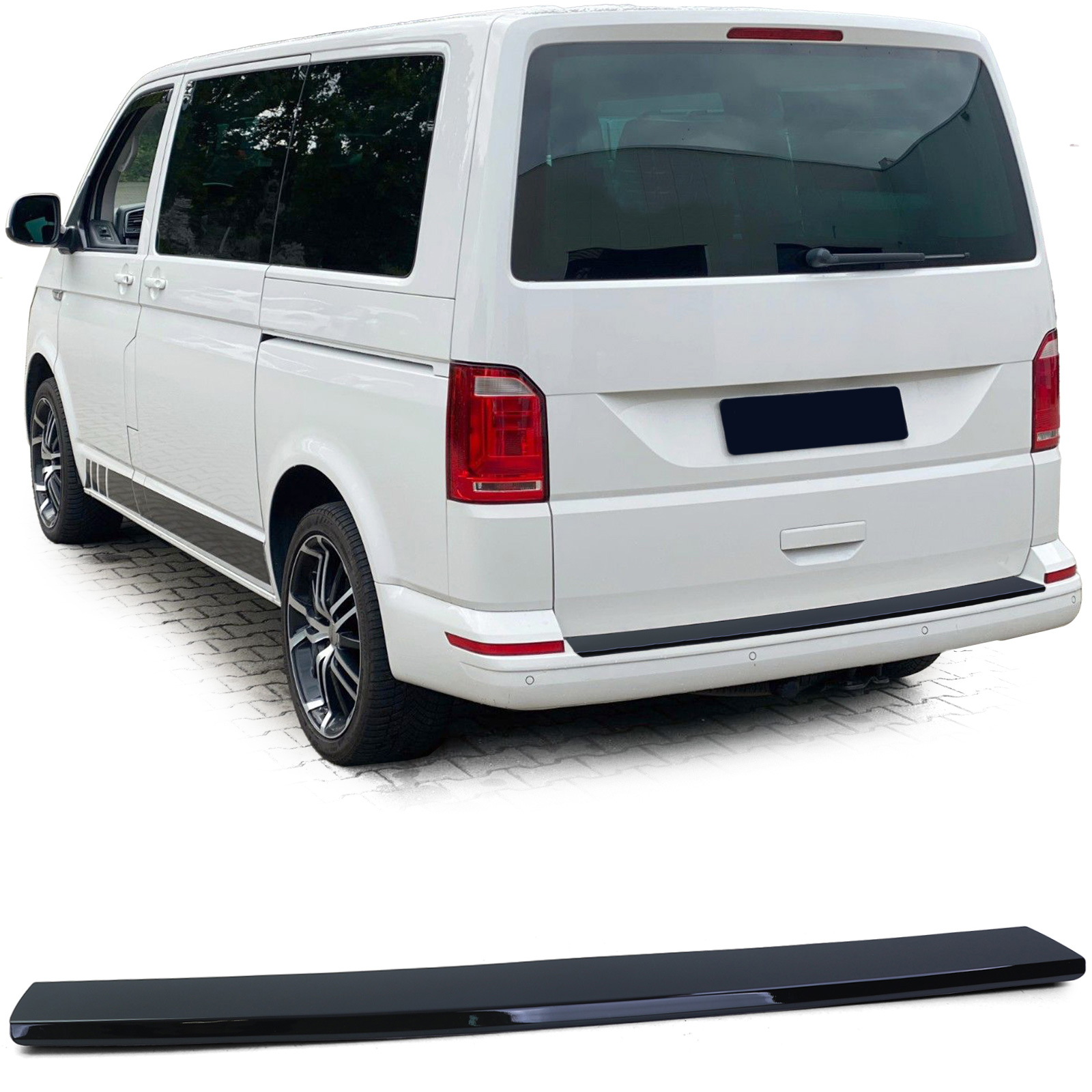 Premium Ladekantenschutz Ladekante Schutz in SCHWARZ GLANZ für VW T5 2003- / T6 2015-