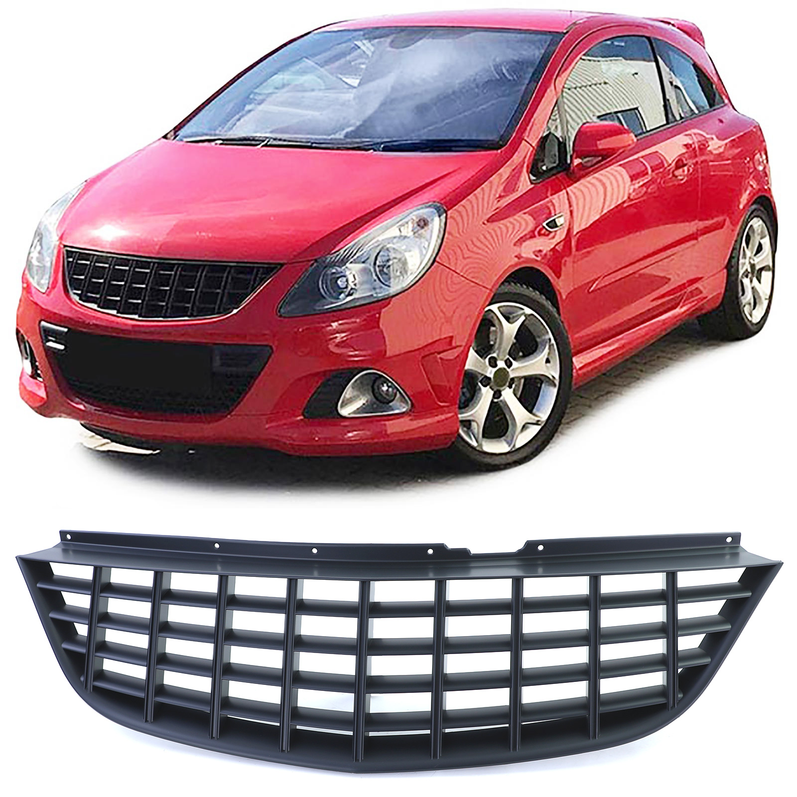 Kühlergrill Sportgrill Grill Schwarz für Opel Corsa D Vorfacelift 06-10