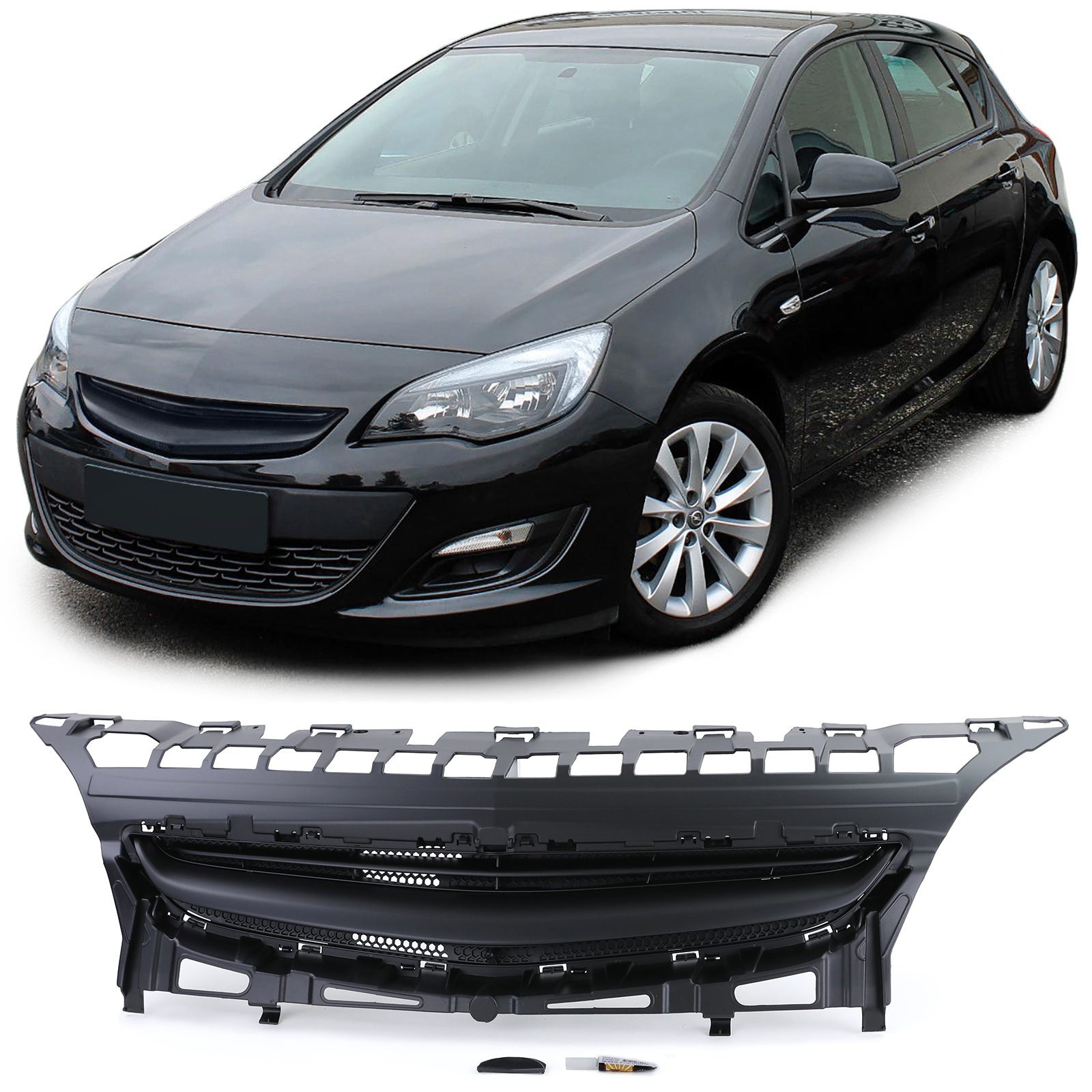 Kühlergrill Sportgrill Grill Schwarz für Opel Astra J 5-Türer ab 2012-2015