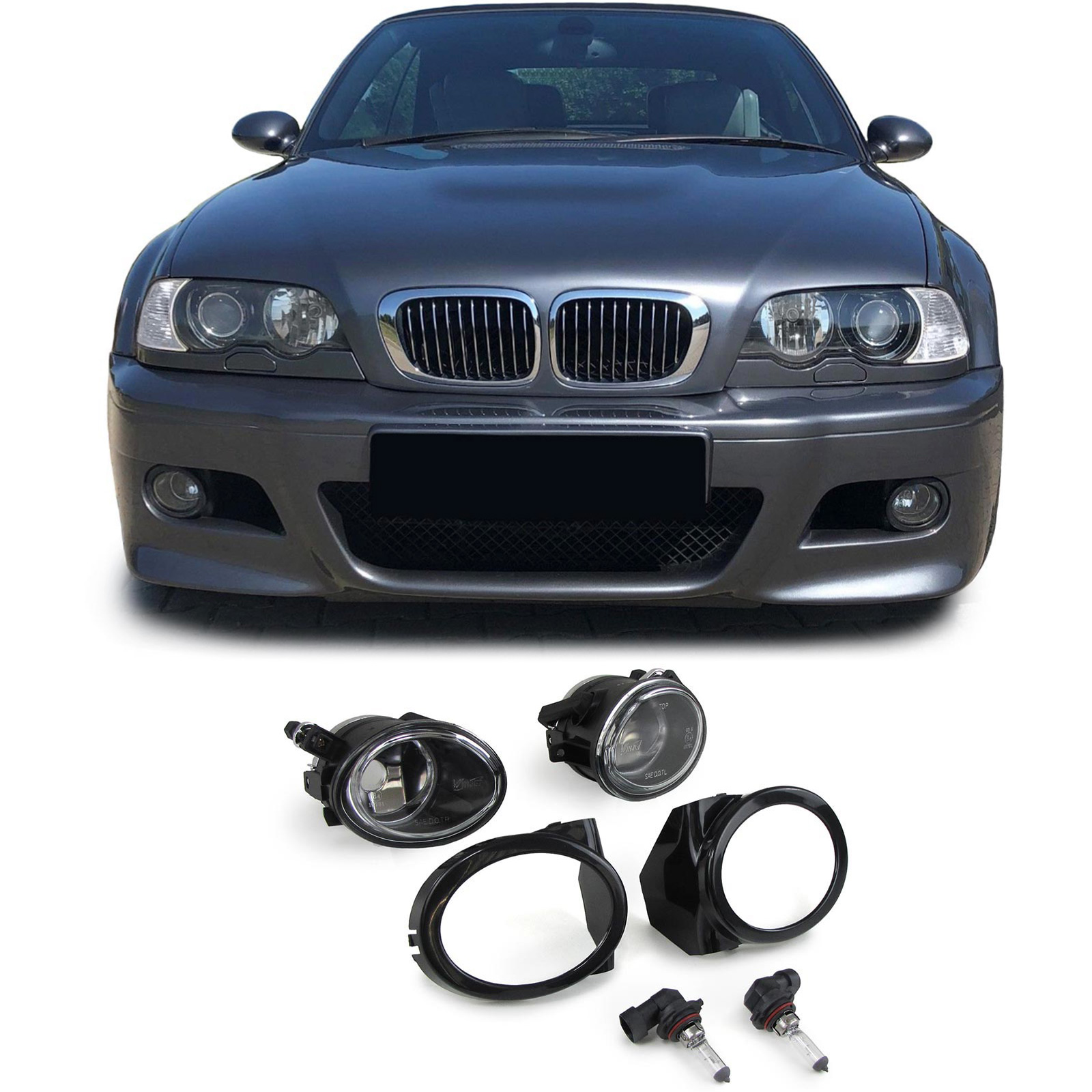 Nebelscheinwerfer + Halter Rahmen für BMW 5er E39 1995-2004 mit M-Paket / 3er E46 1998-2005 mit M-Paket