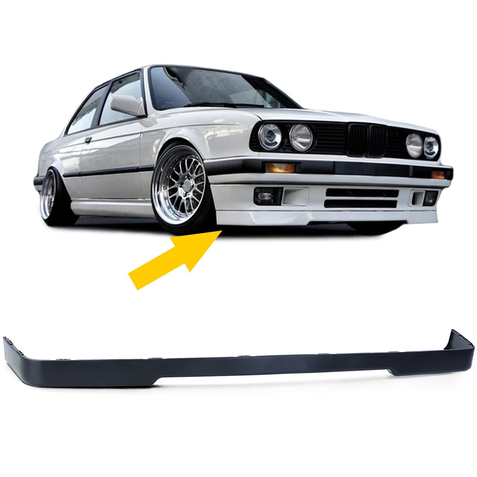 Frontspoiler Spoiler Lippe Stoßstange in Schwarz Sport Version für BMW 3er E30 ab 1987-1994