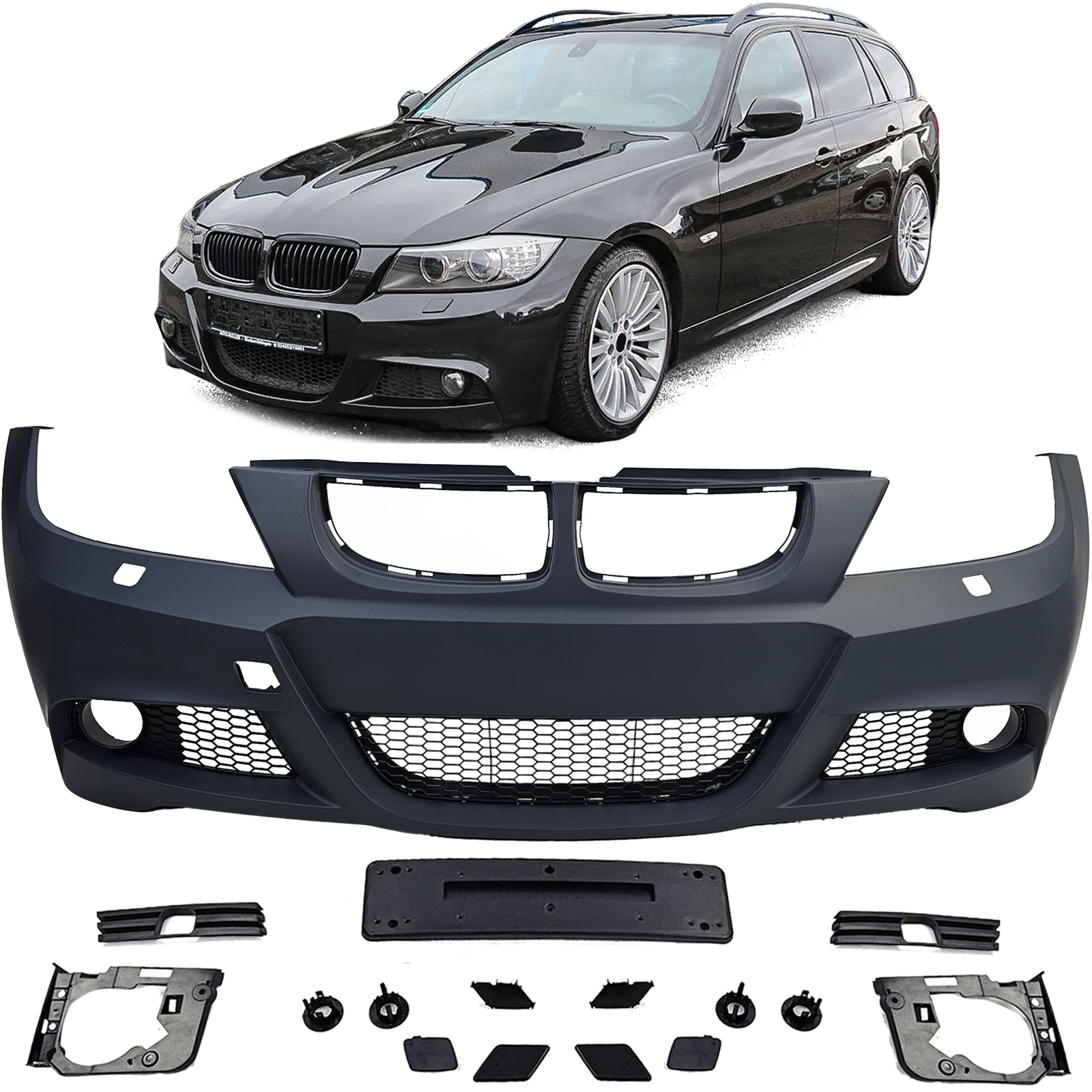 Sport Front Stoßstange Facelift Look + Gitter für BMW 3er E90 E91 2005-2008