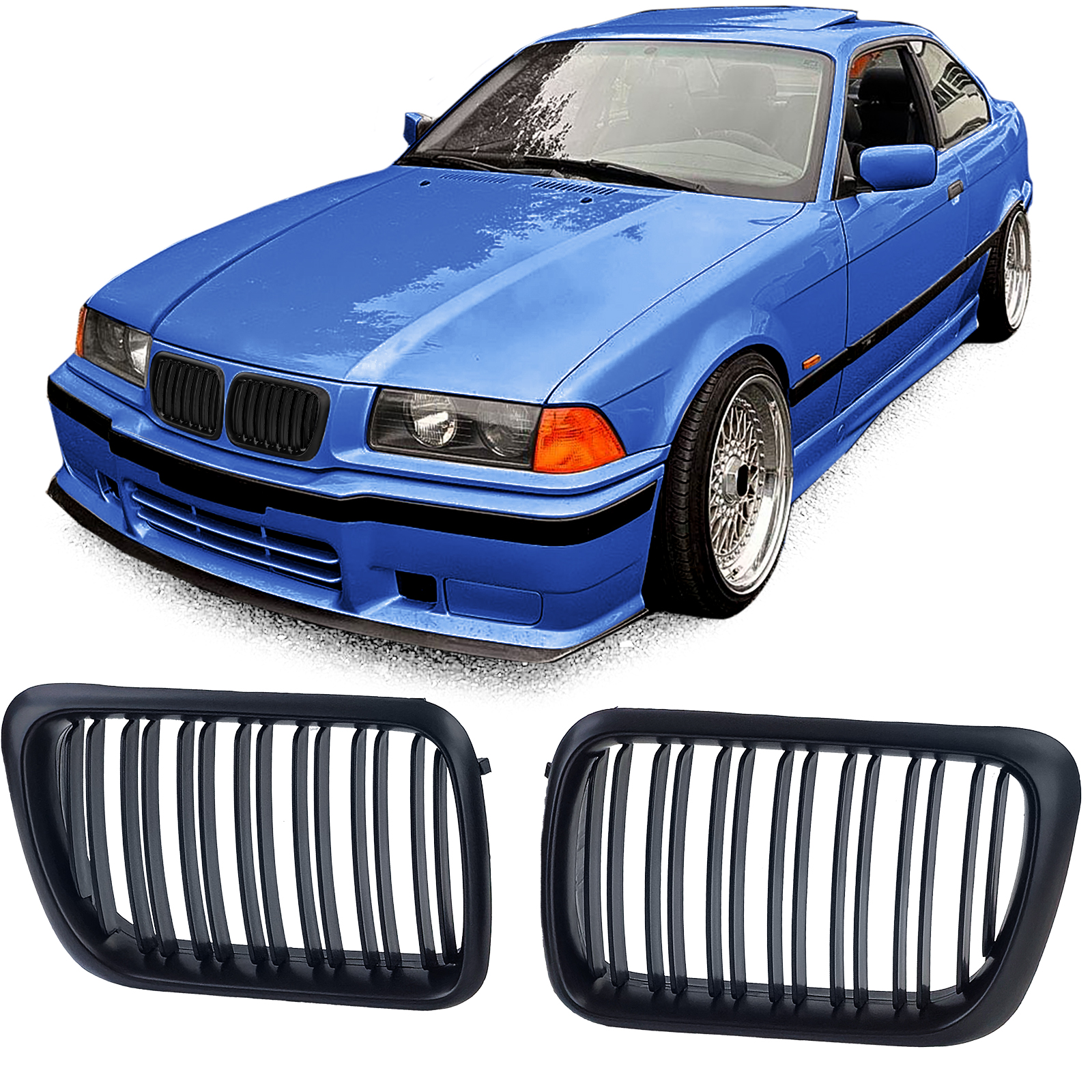 Sport Kühlergrill Performance SCHWARZ Doppelsteg passend für BMW 3er E36 ab 1996-1999