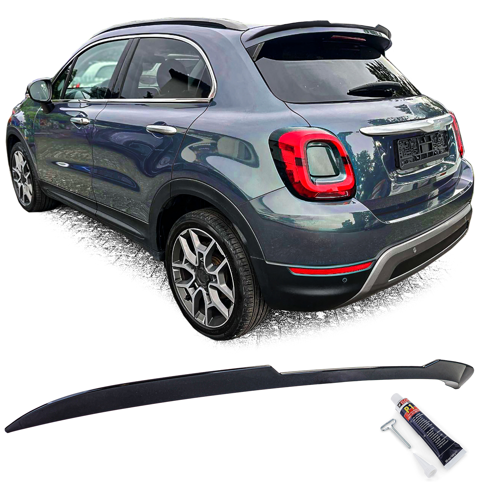 Sport Dachspoiler Heckspoiler OBEN Schwarz Glanz für Fiat 500X ab 2014-