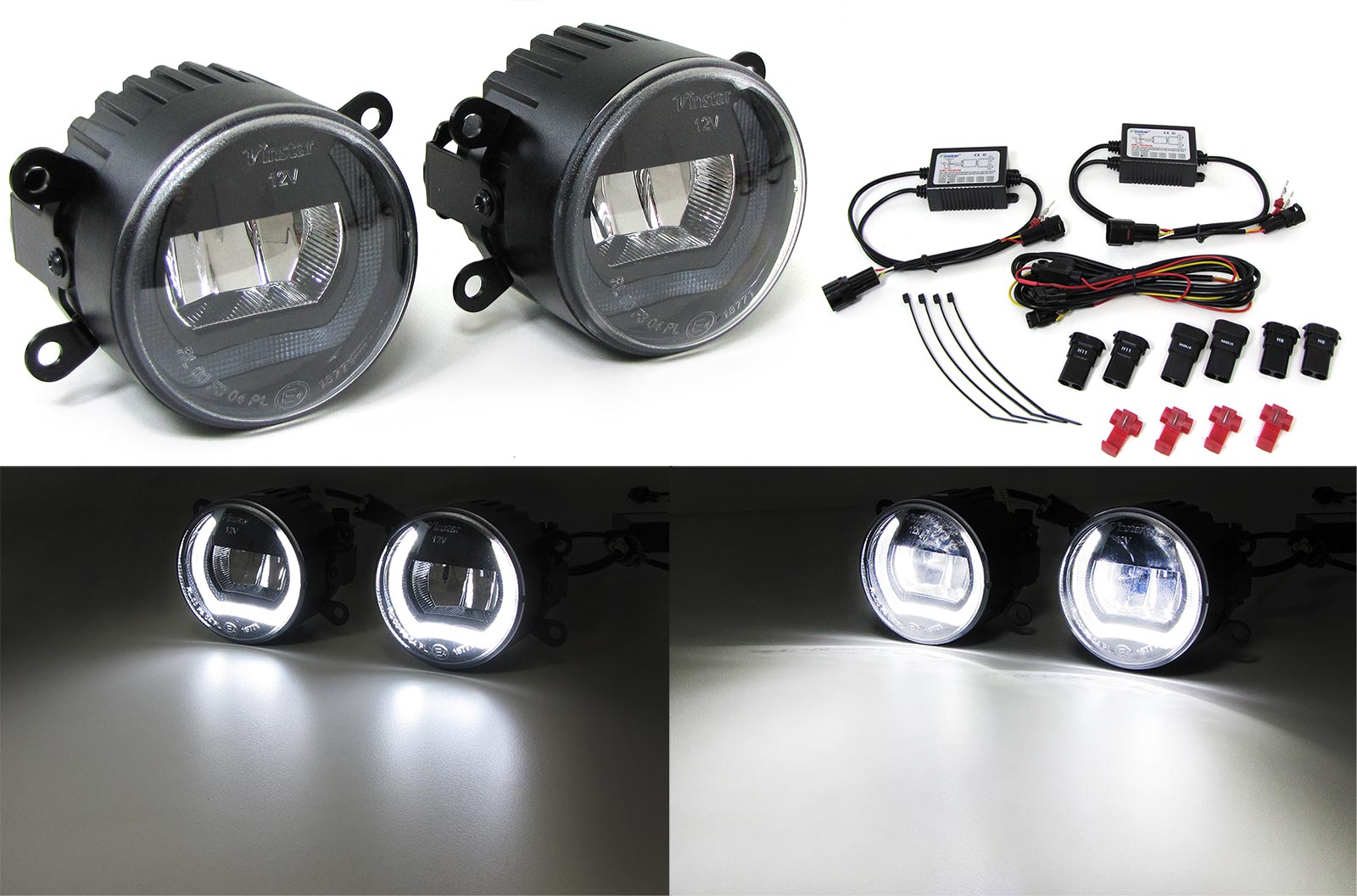 2x LED Tagfahrlicht Nebelscheinwerfer 90mm R87 DRL Schwarz für Renault Clio Fluence Kangoo Laguna Latitude Megane Mascoot Master Twingo