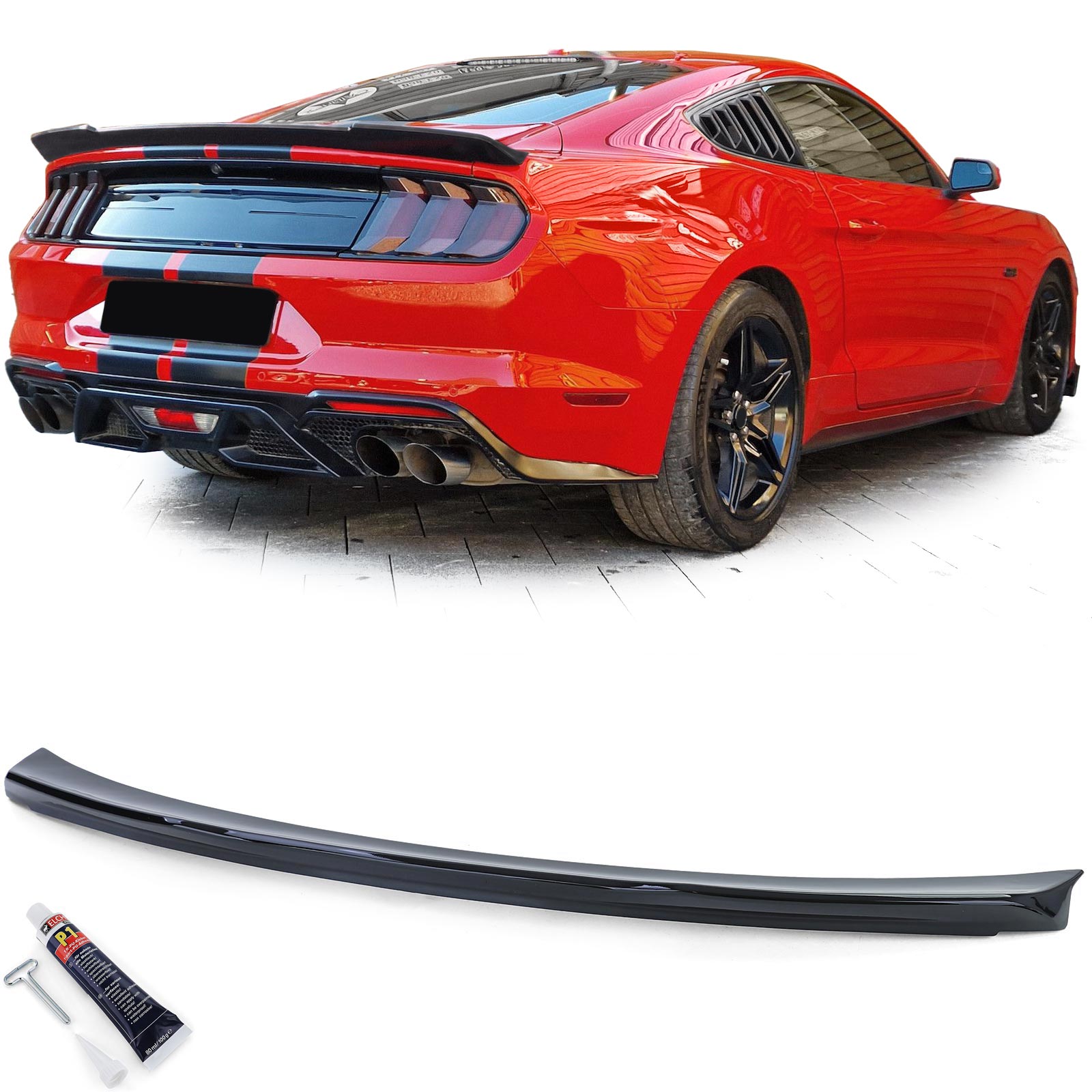 Heckspoiler Spoilerlippe Schwarz Glanz für Ford Mustang Coupe ab 2014-2020