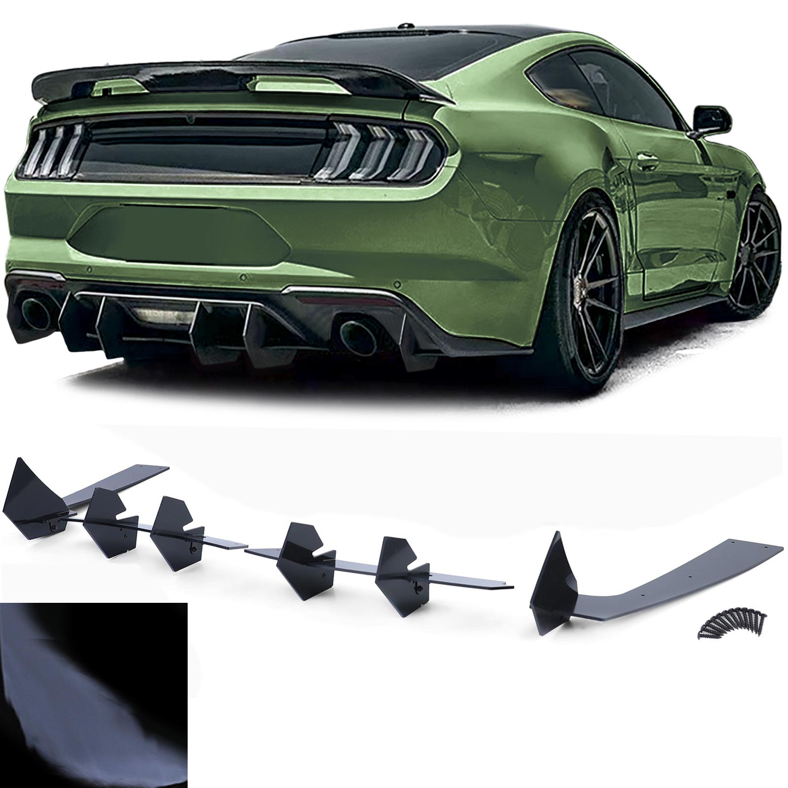 Sport Heckdiffusor Diffusor CUP Ansatz Schwarz Glanz für Ford Mustang GT MK6 ab 2014-