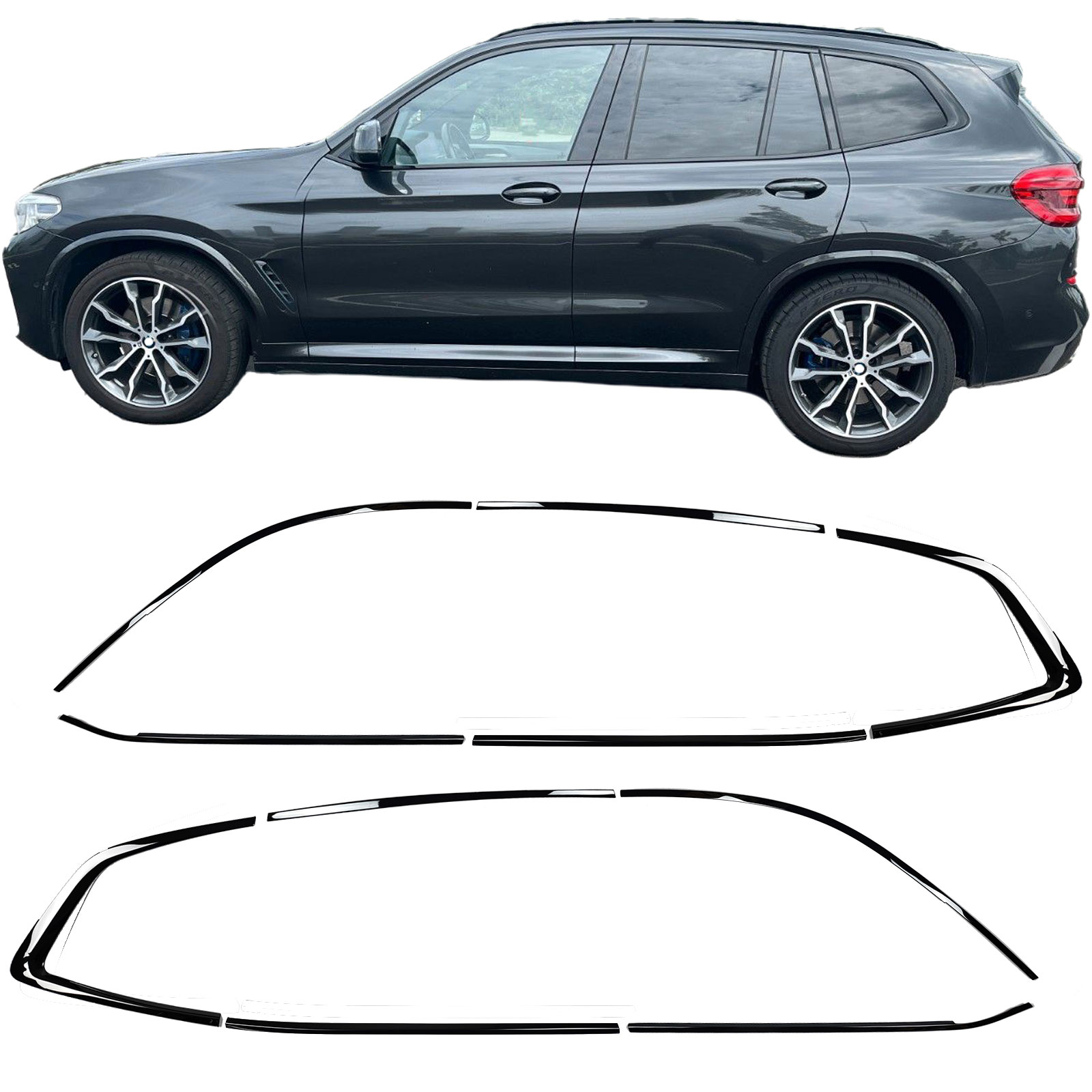 Shadow Line Zierleisten Fensterleisten Fensterrahmen Schwarz Glanz für BMW X3 G01 ab 2017-