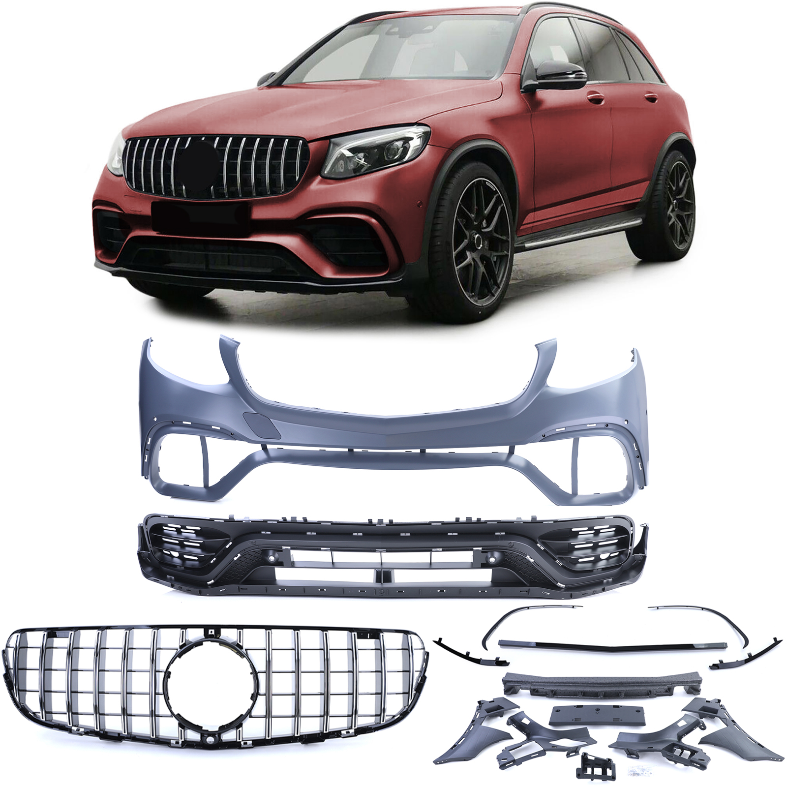 Sport Front Stoßstange mit Kühlergrill für Mercedes GLC SUV X253 ab 2015-2019