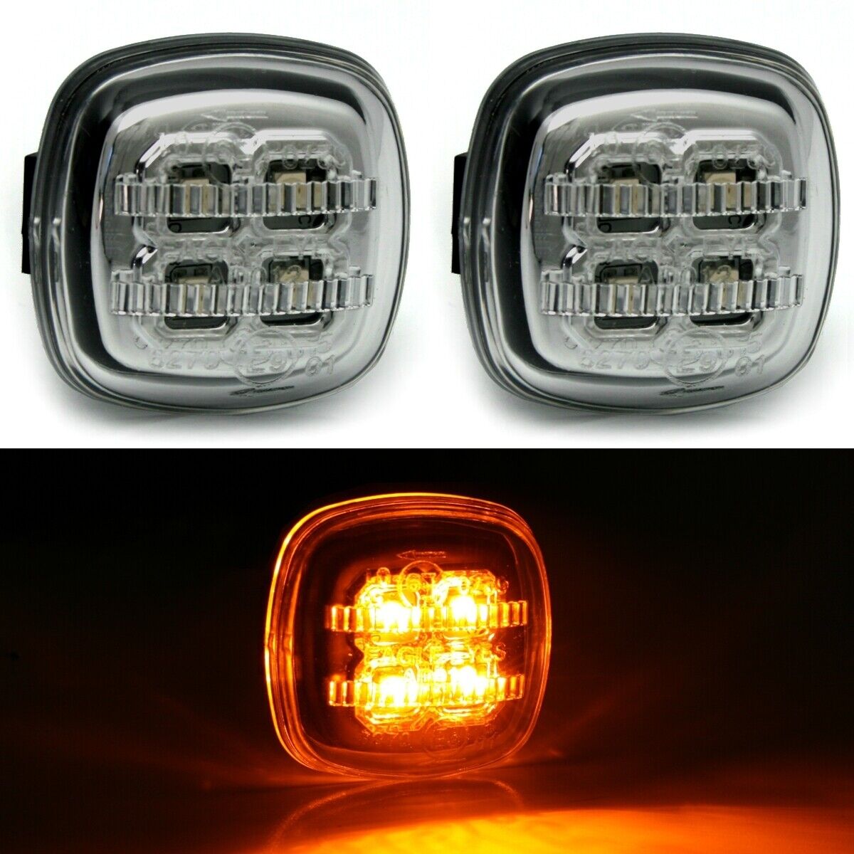 2x LED Seitenblinker Blinker Set Chrom Smoke für Skoda Fabia 6Y I II Praktik Octavia 1U Rapid Roomster 5J