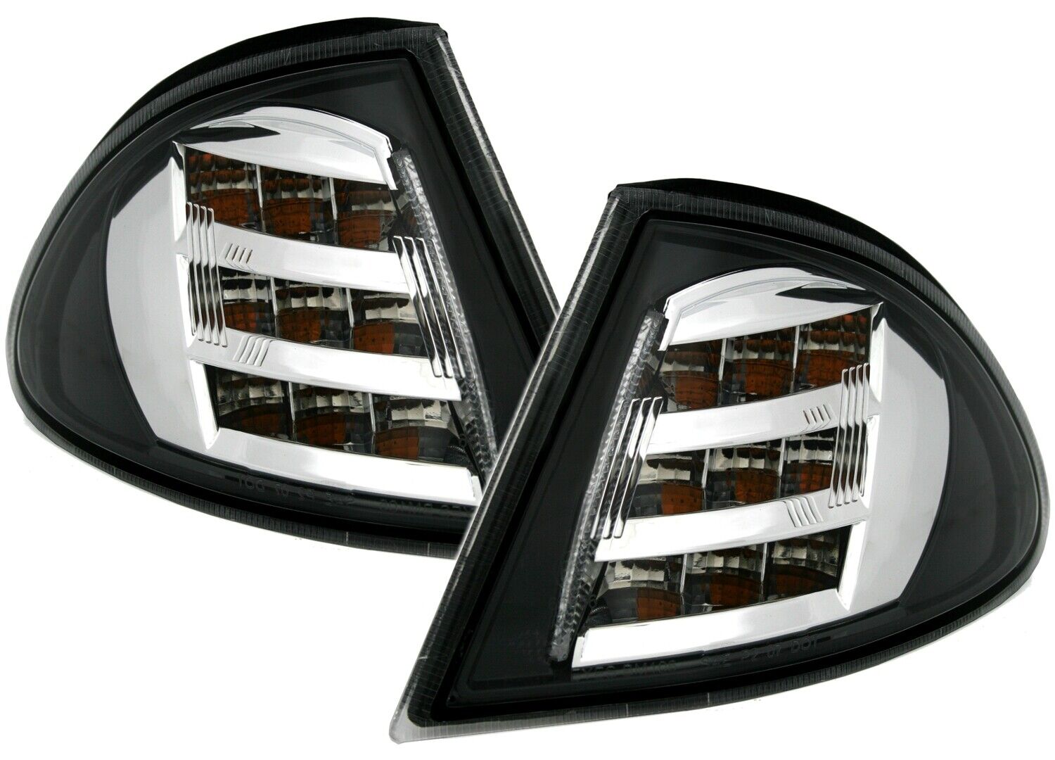 2x LED Frontblinker Blinker Schwarz Chrom für BMW 3er E46 Limo Touring ab 1998-09/2001