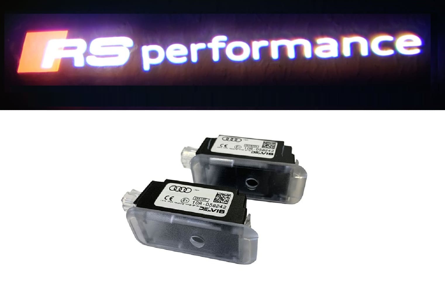 Original Audi RS performance LED Einstiegsbeleuchtung Logo Türe Projektor SET für viele Audi